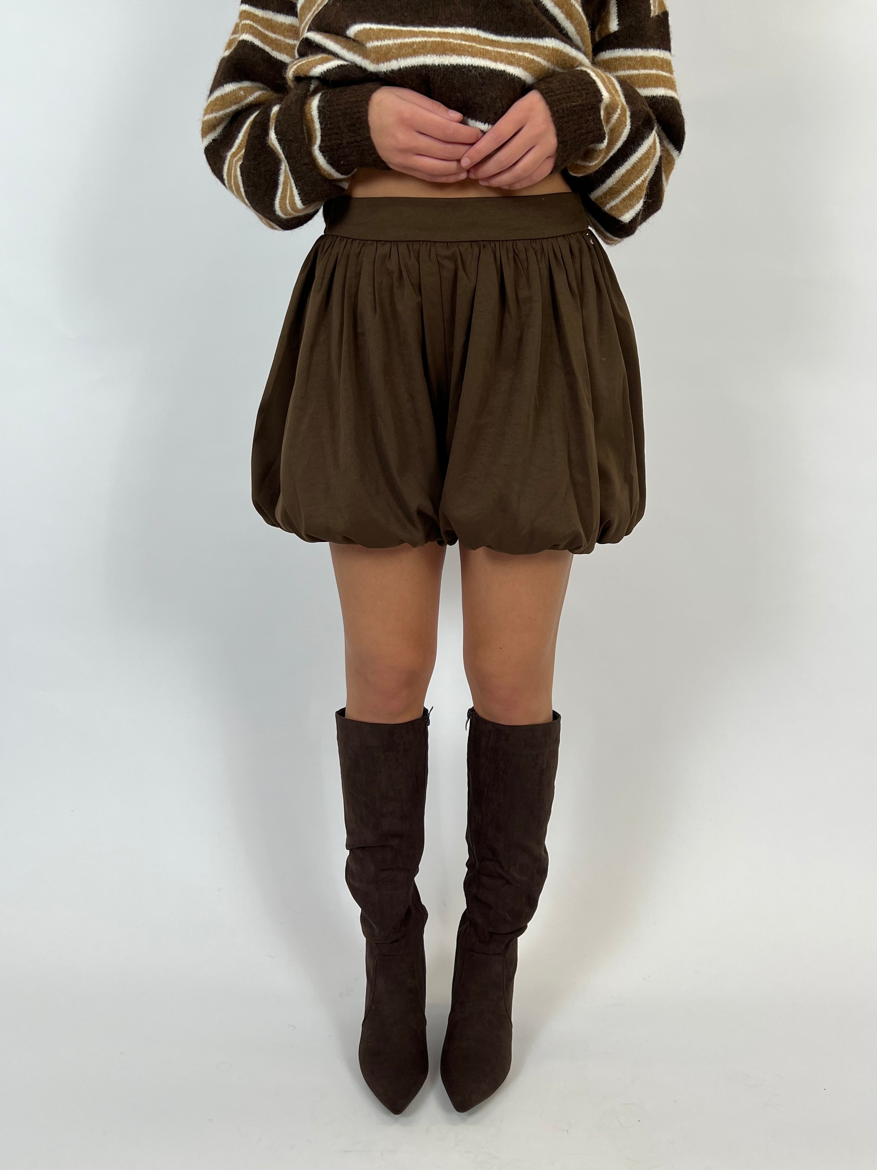 PREMIUM PUFFY SKORT BROWN