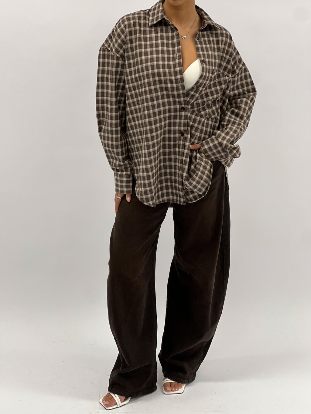 CHECKERED SHIRT BROWN/TAUPE