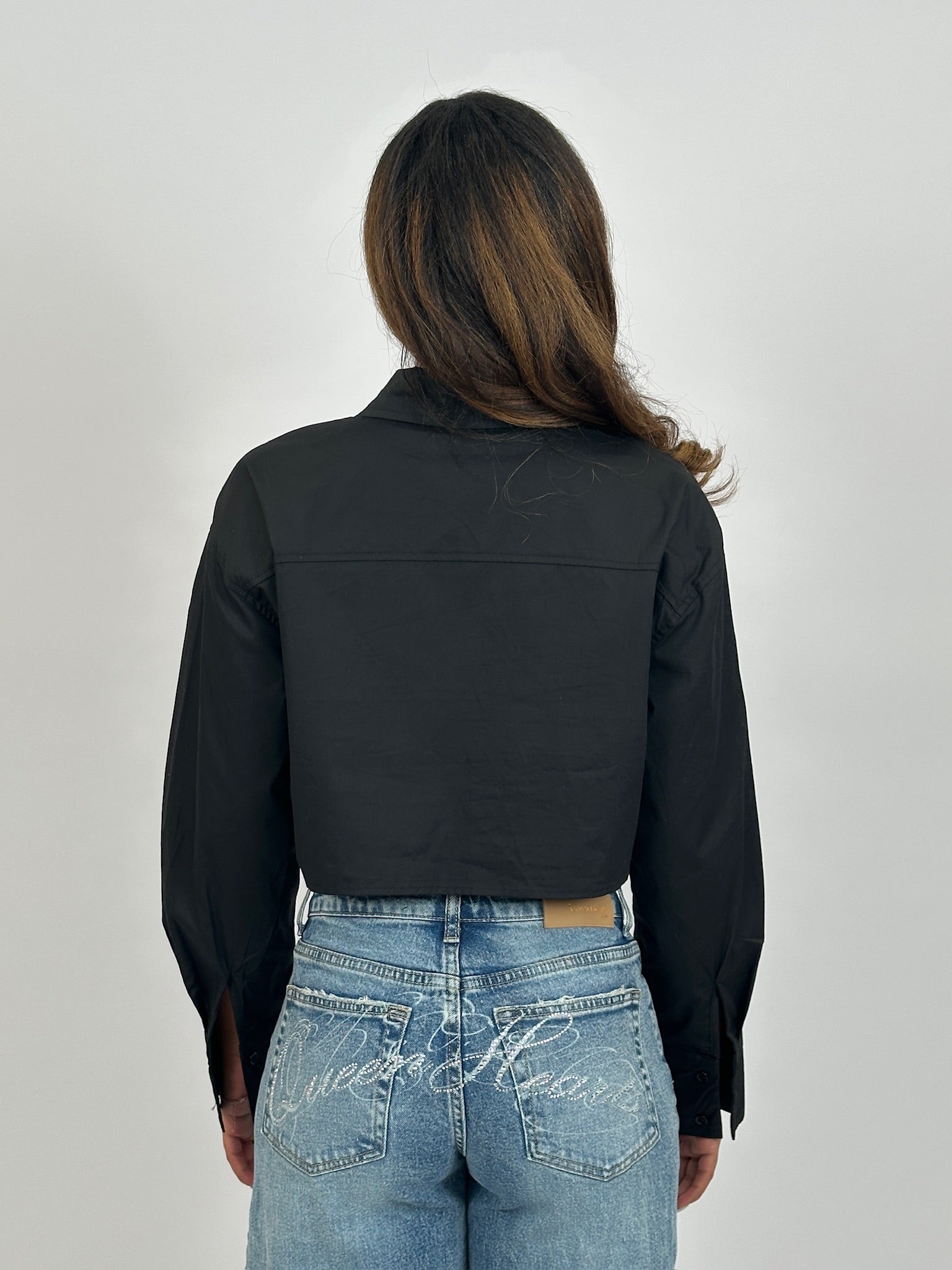 CROP POCKET BLOUSE BLACK