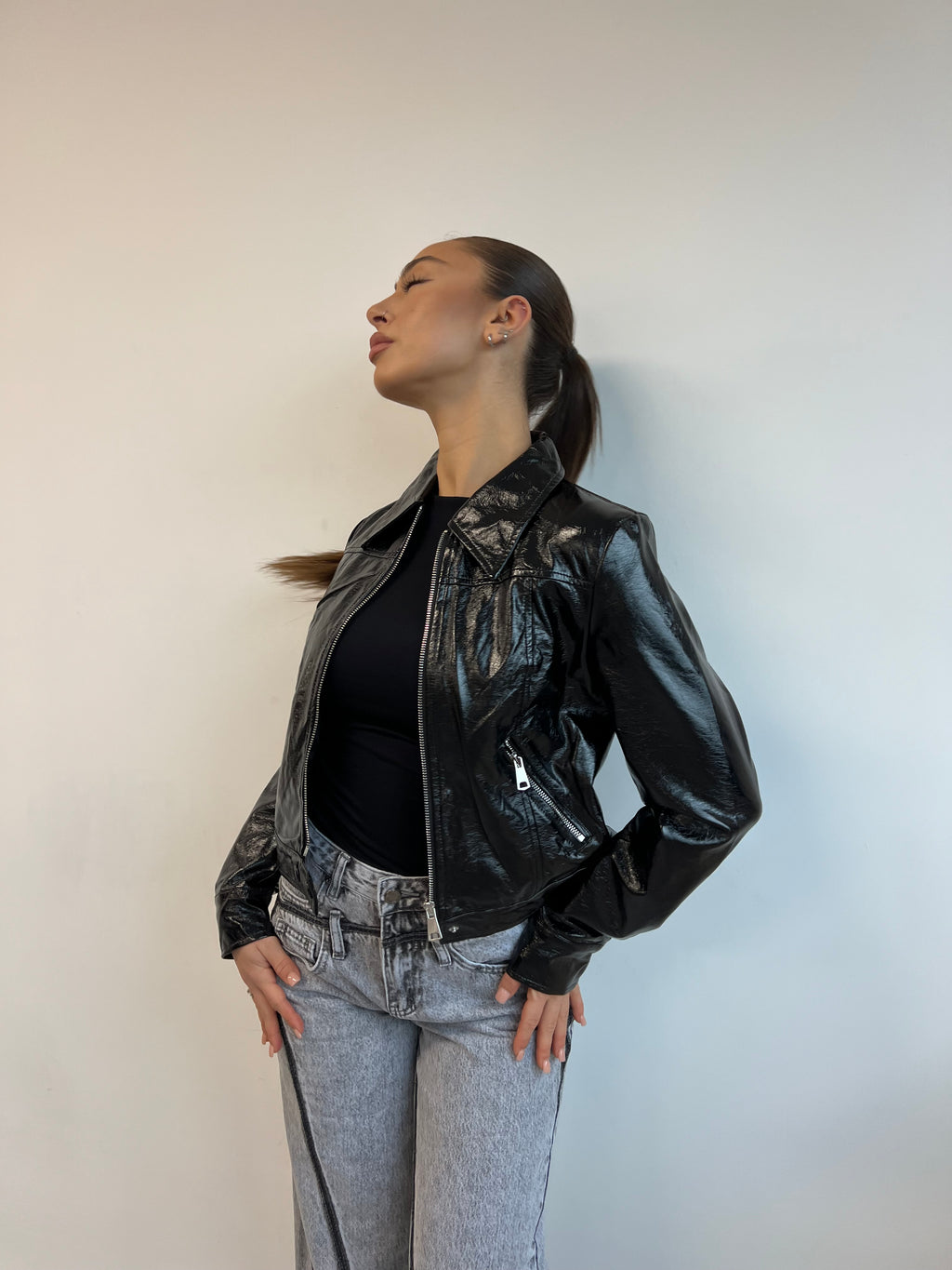 VINYL ZIP JACKET BLACK