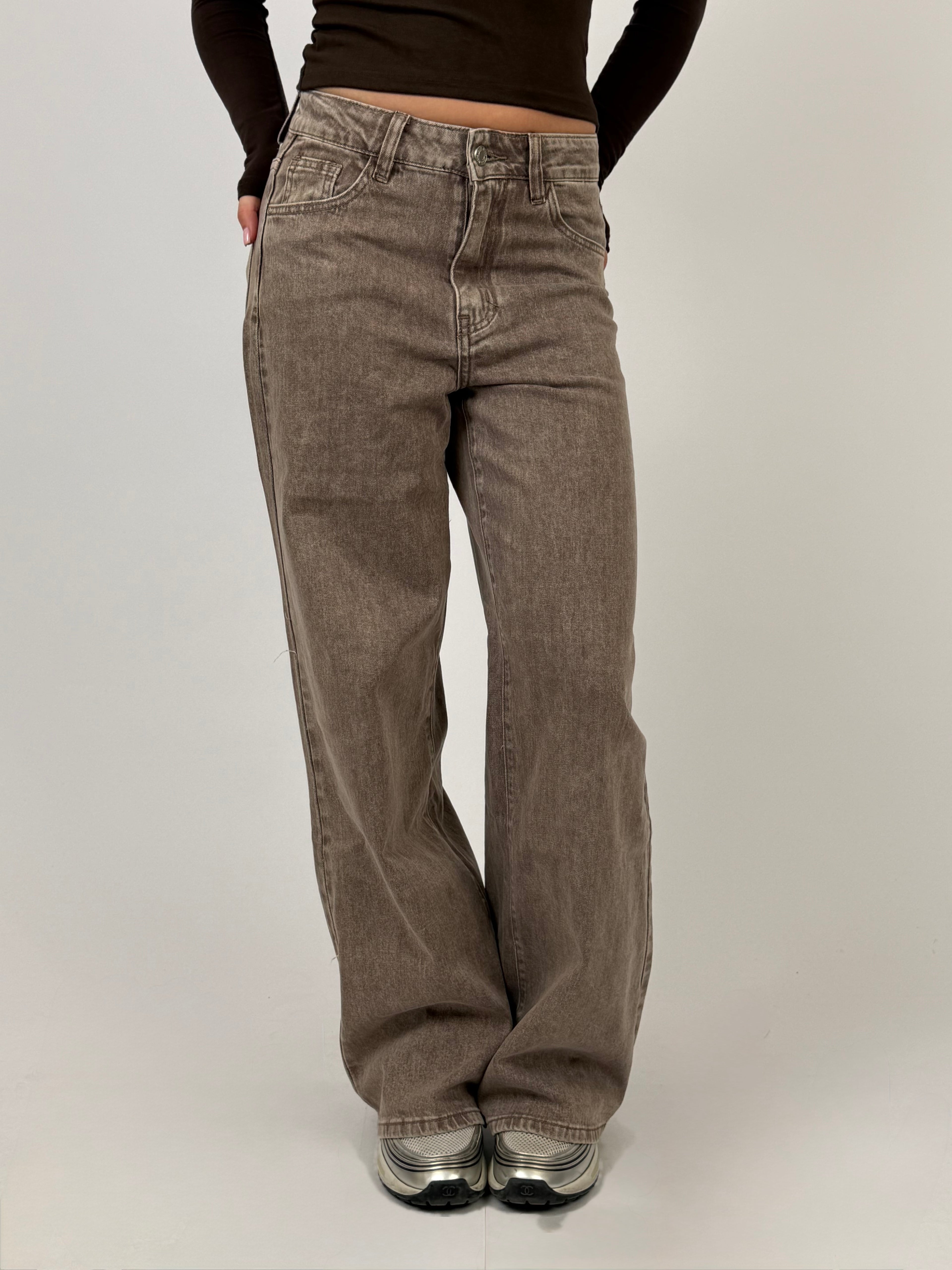 TAUPE STRETCH WIDE LEG