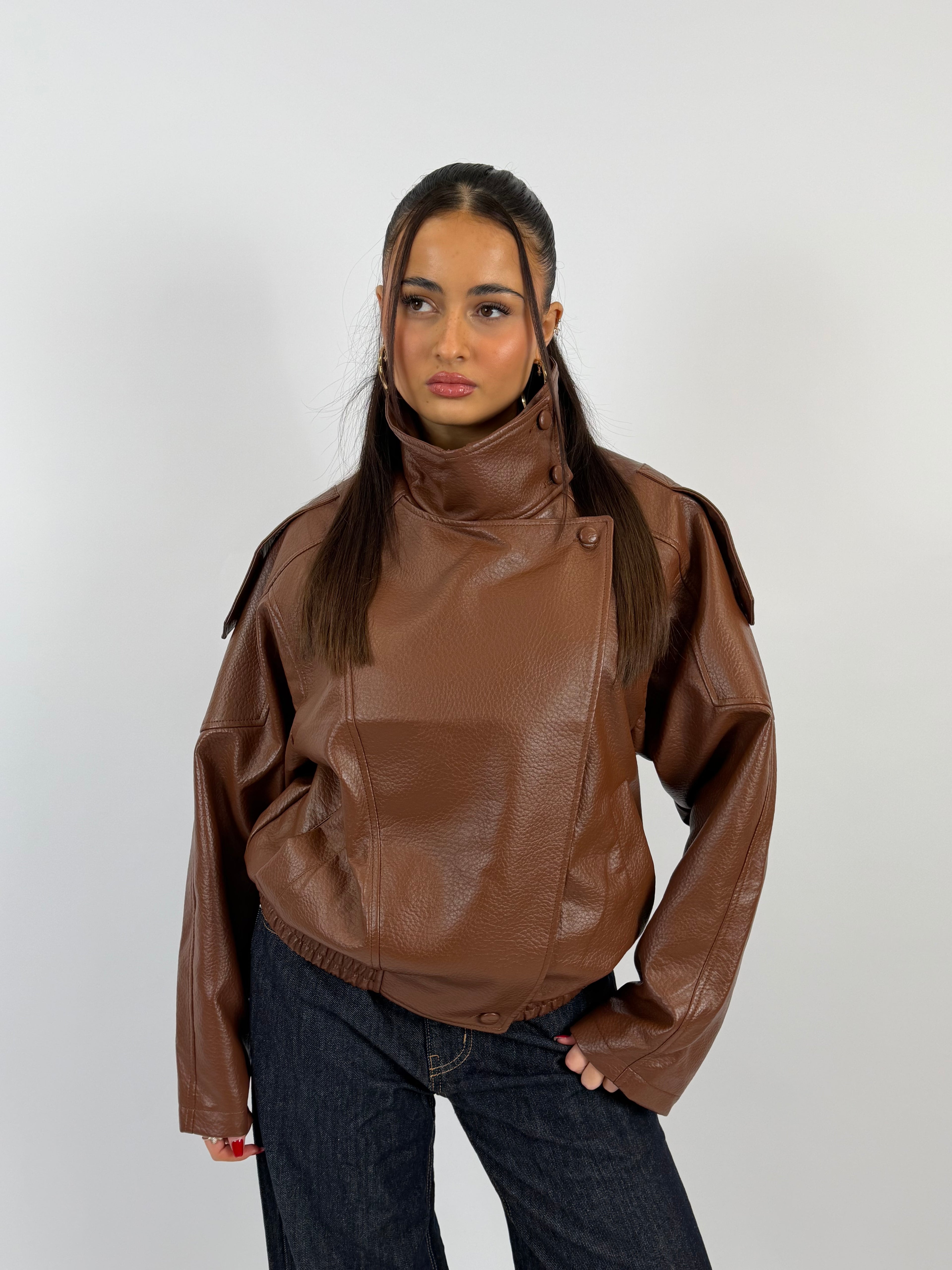 LAURENT COGNAC LEATHER JACKET