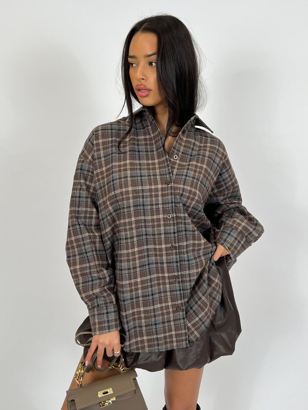 CHECKERED SHIRT MOCHA