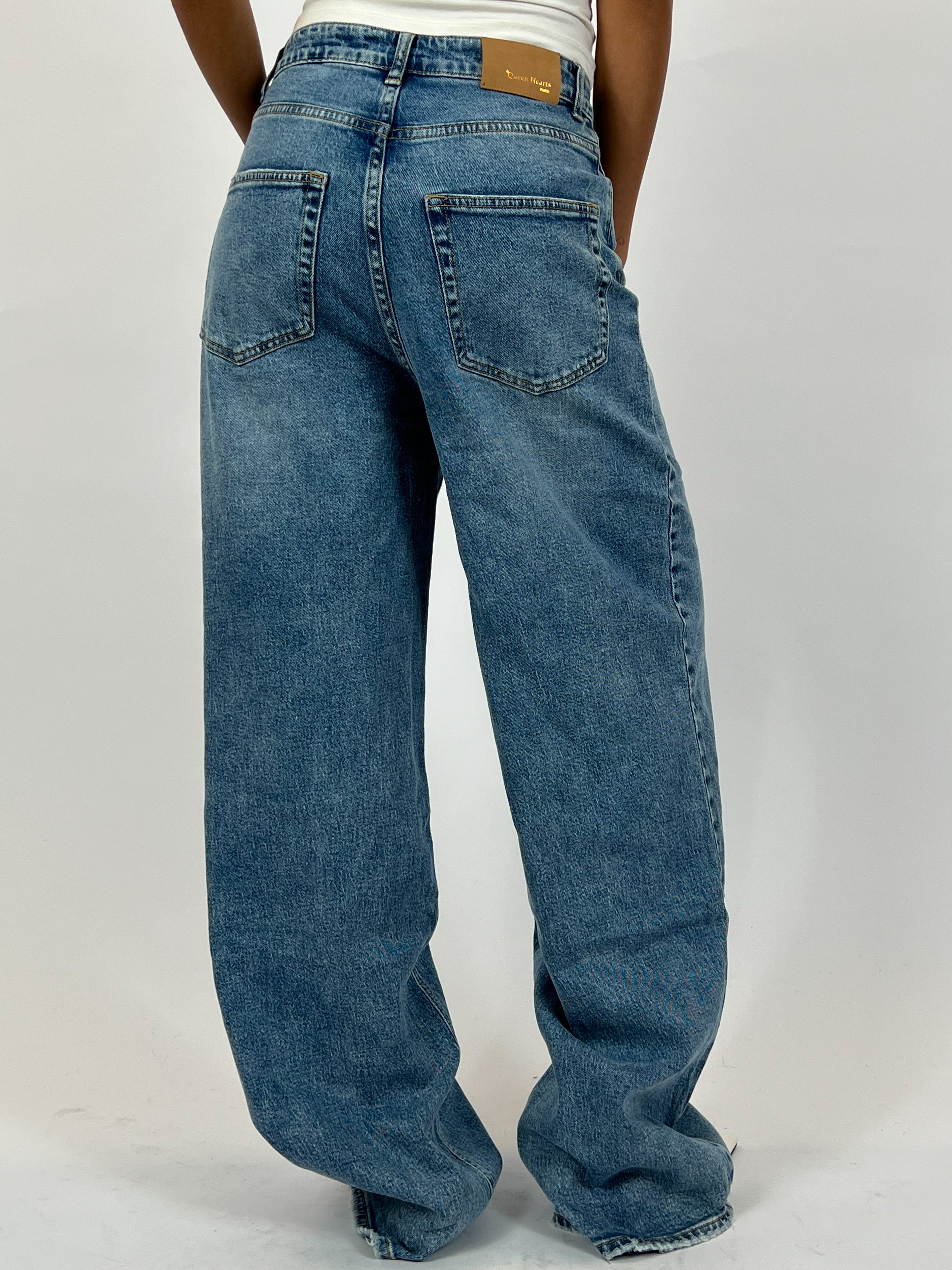 BAGGY EXTRA TALL STRETCH WIDE LEG MID BLUE