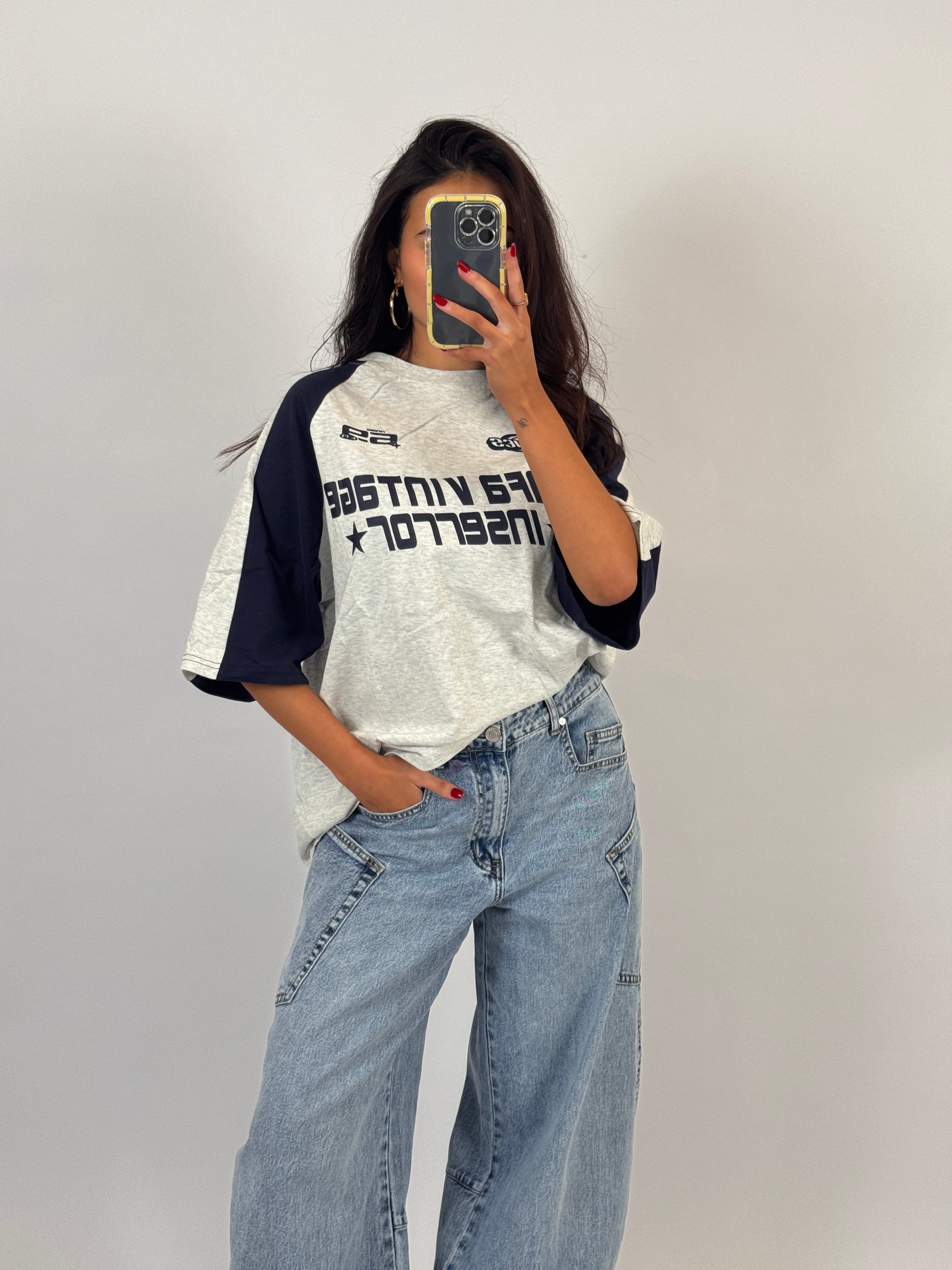 GREY/NAVY VINTAGE TEE SIZE M