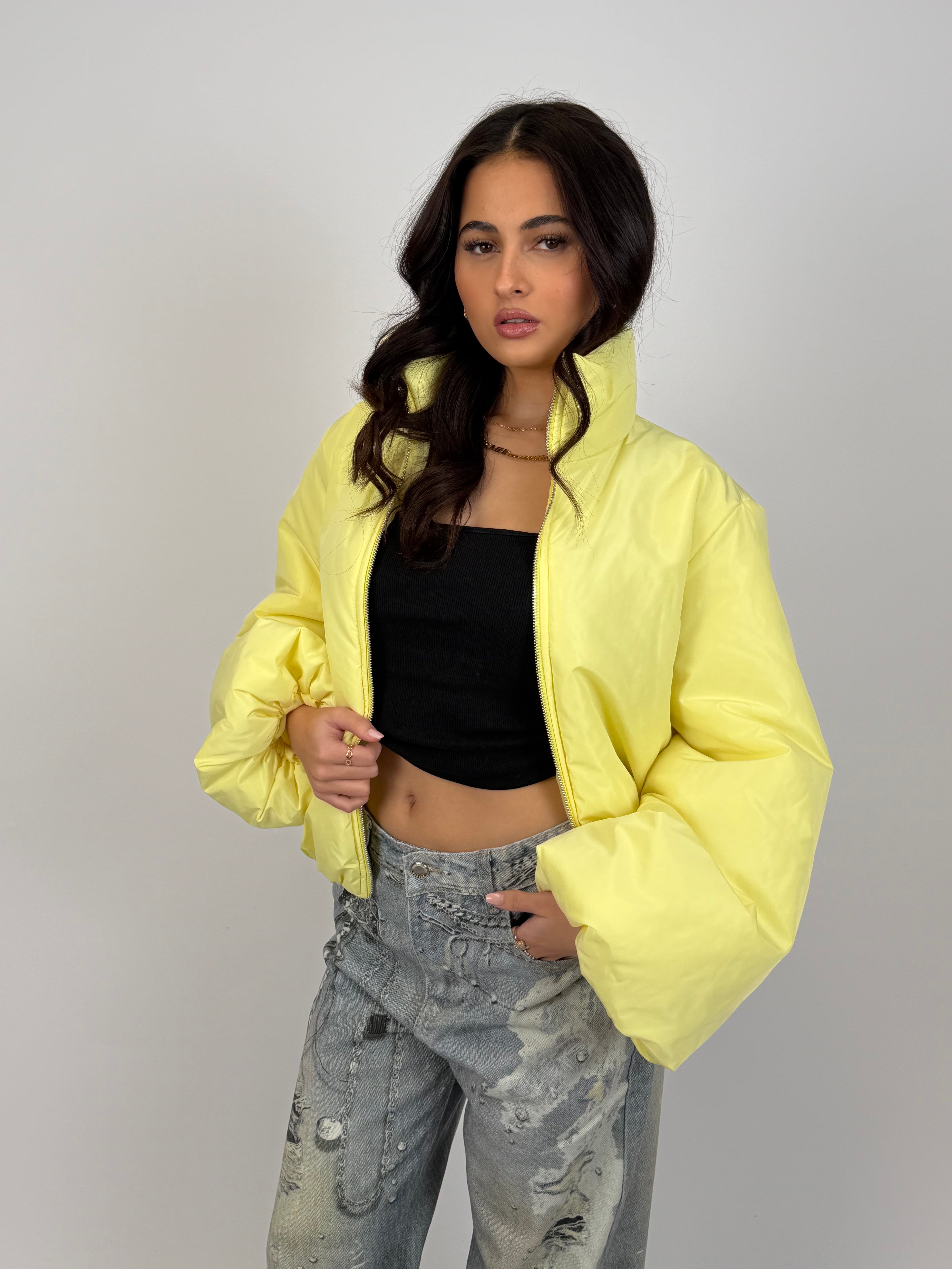 PUFFY BOMBER COAT YELLOW