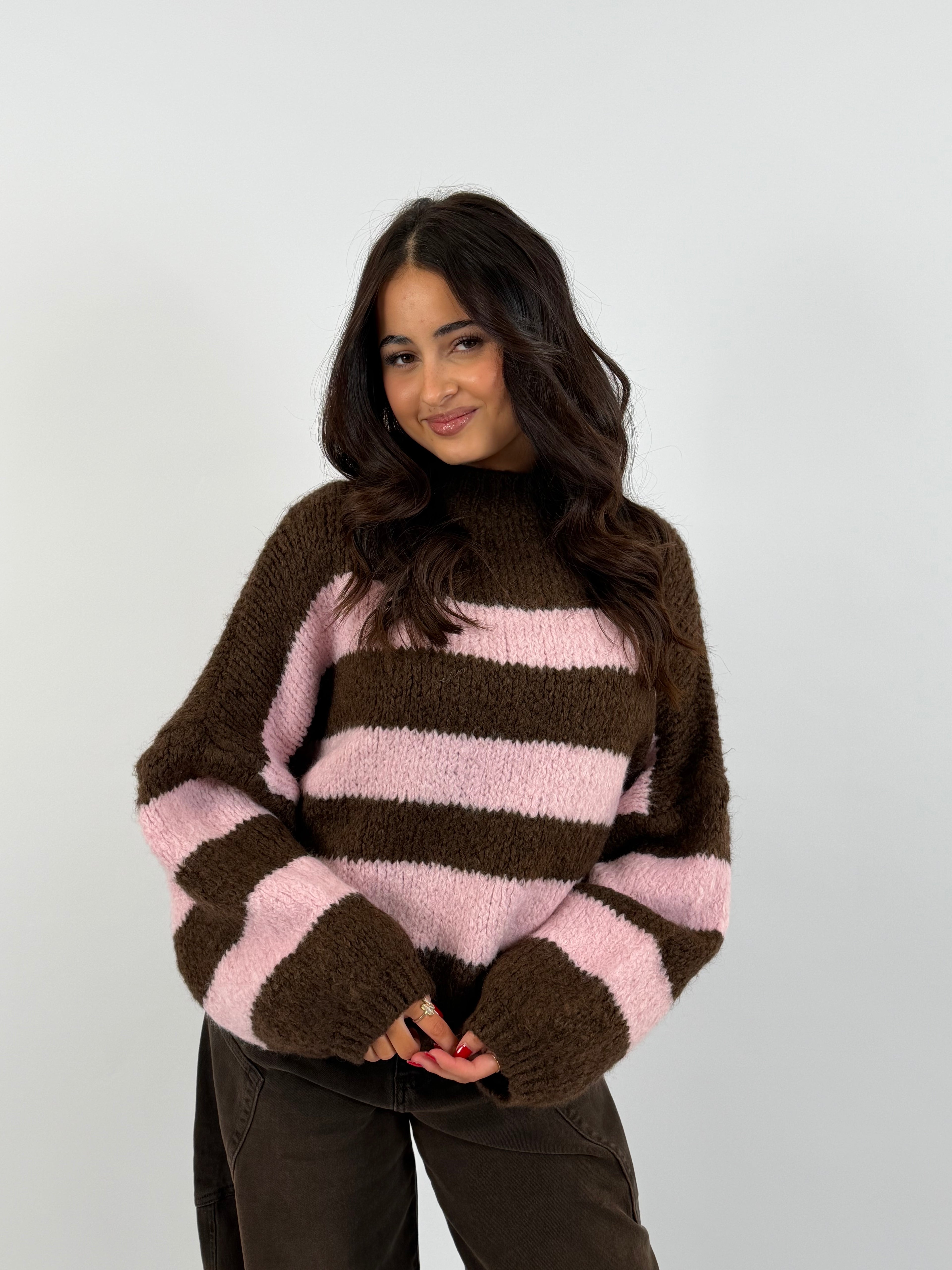 JANE KNIT BROWN/PINK