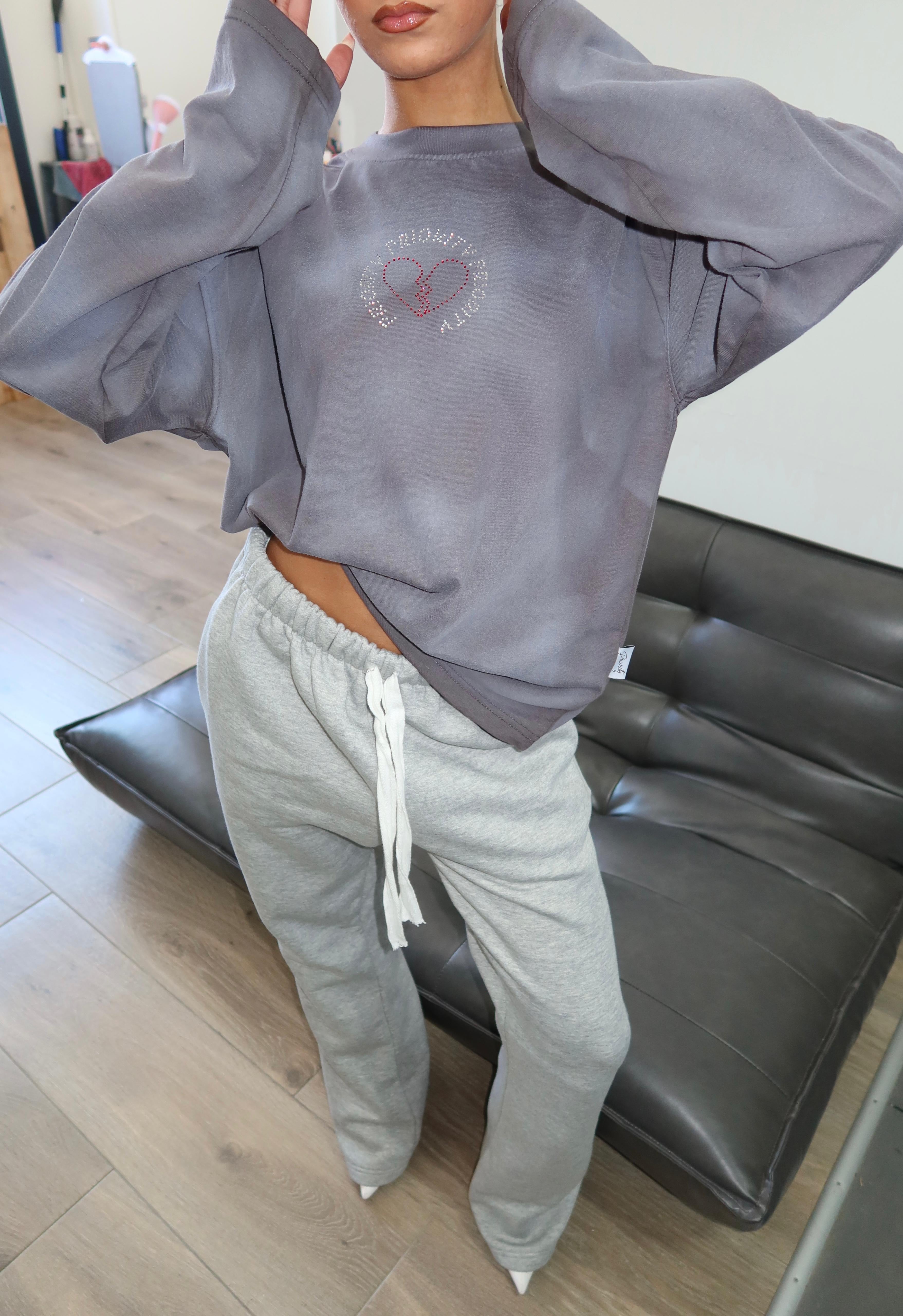 RHINESTONE LONGSLEEVE GREY
