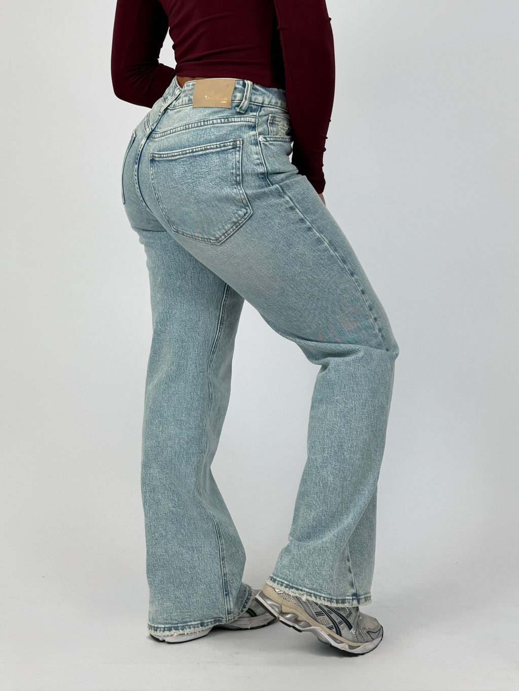 MID WAIST STRETCH WIDE LEG LIGHT BLUE