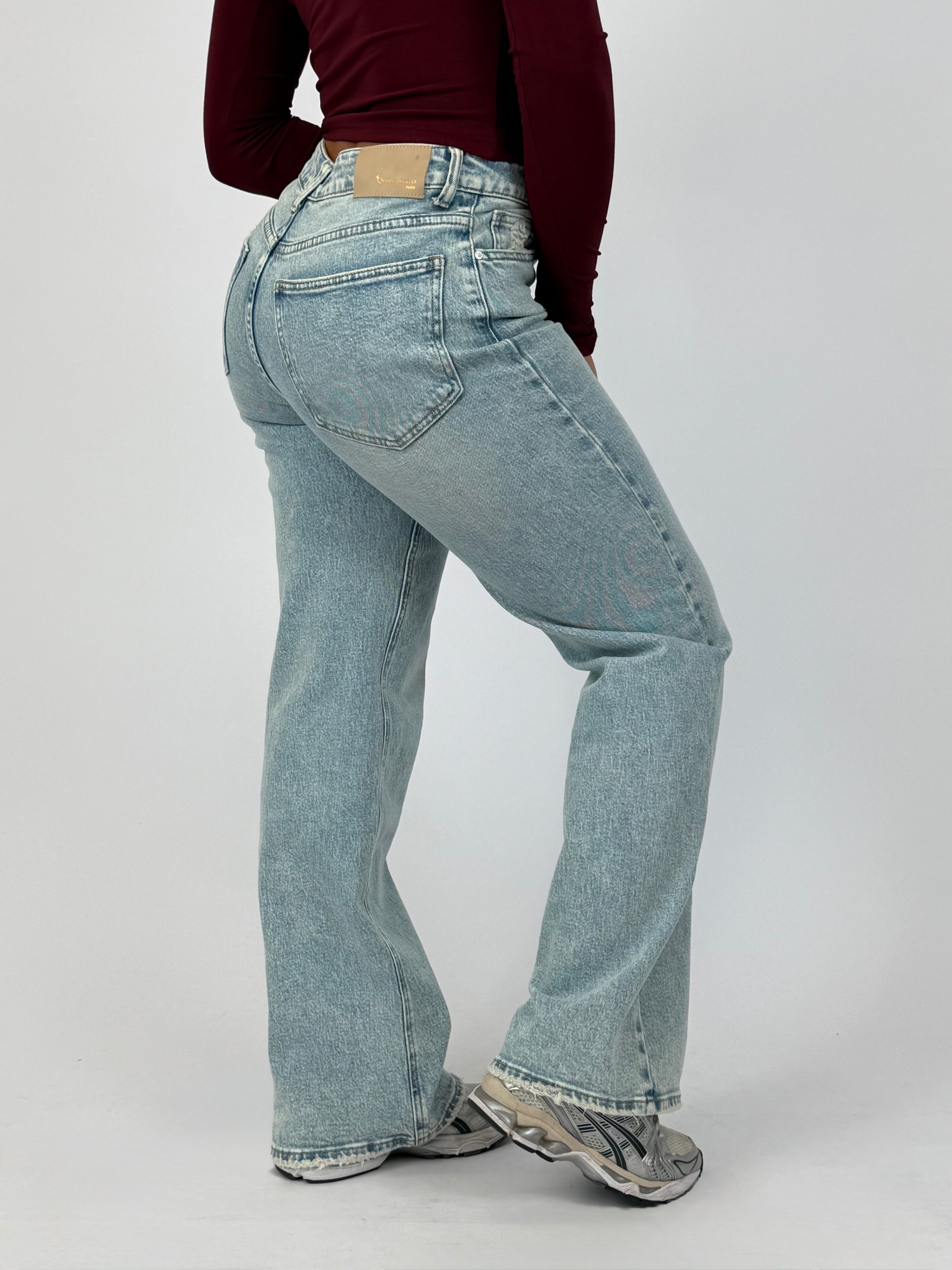 MID WAIST STRETCH WIDE LEG LIGHT BLUE