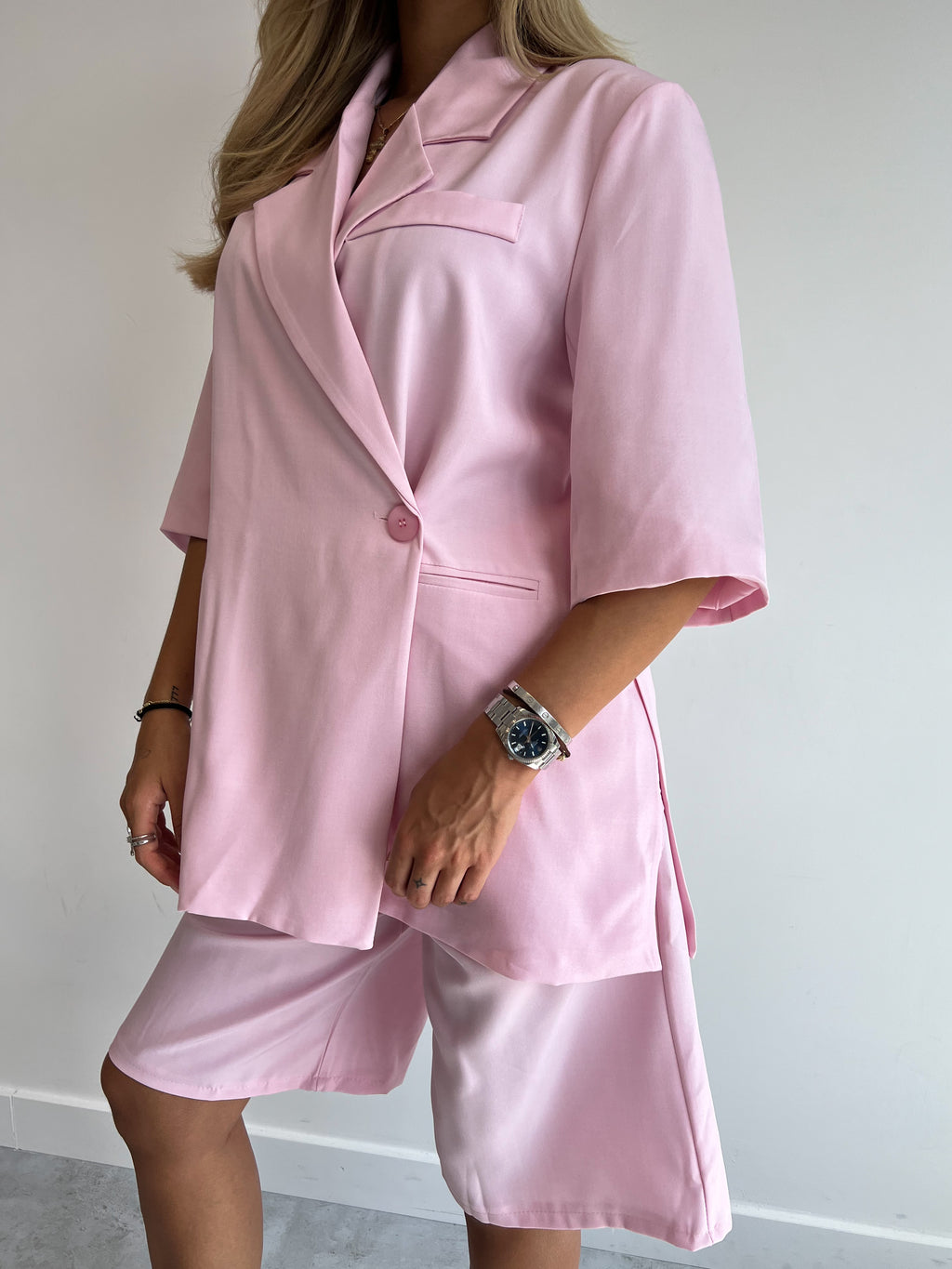 BIANCA BLAZER+JORT SET BABYPINK