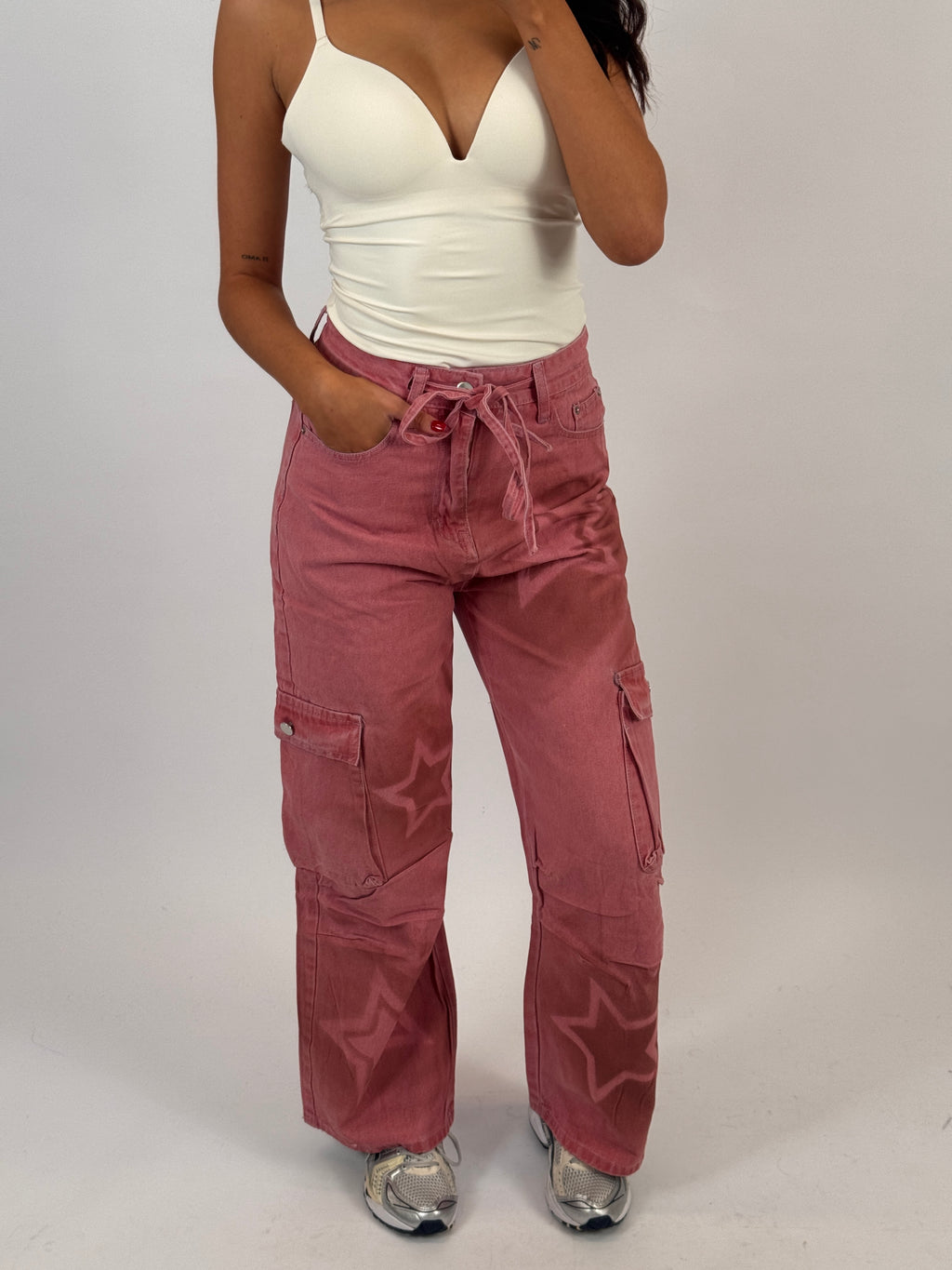 PETITE PINK STARS JEANS SIZE S