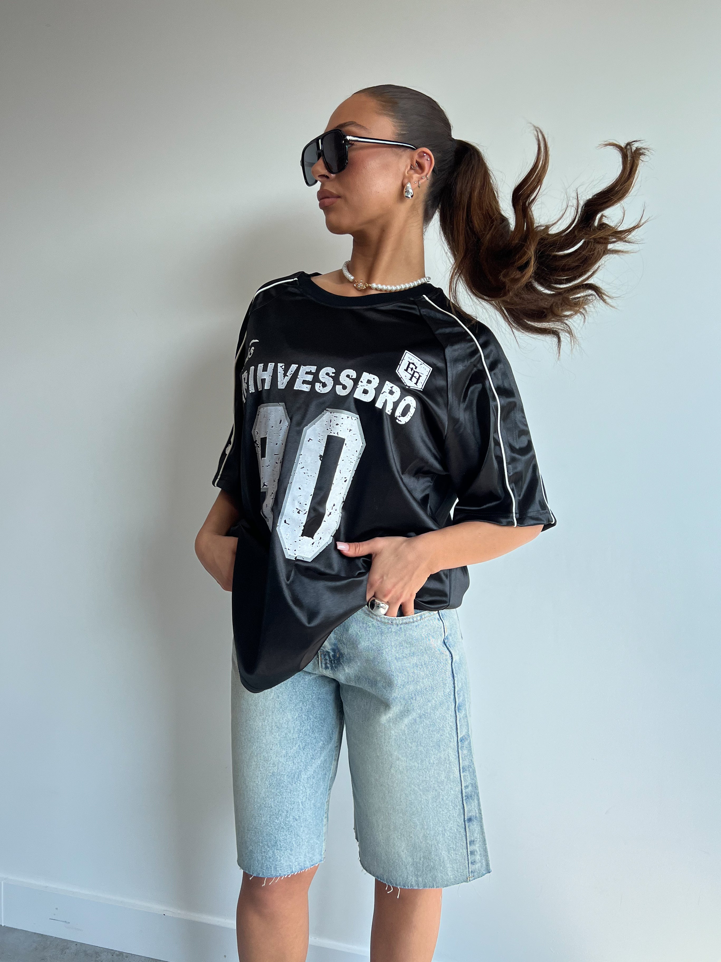 PREMIUM-JERSEY SCHWARZ/WEISS