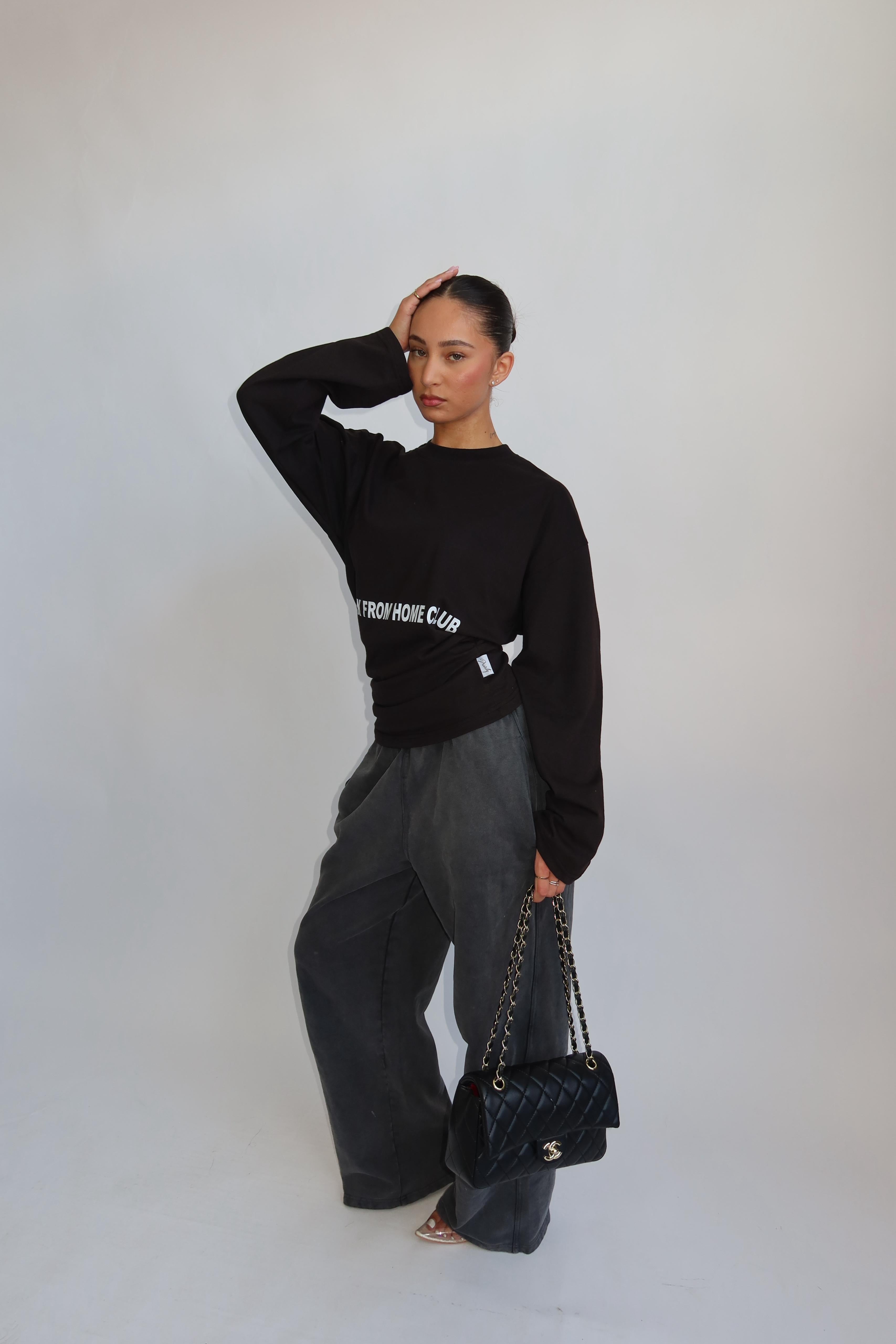 WORK FROM HOME SNATCHED LONGSLEEVE BLACK