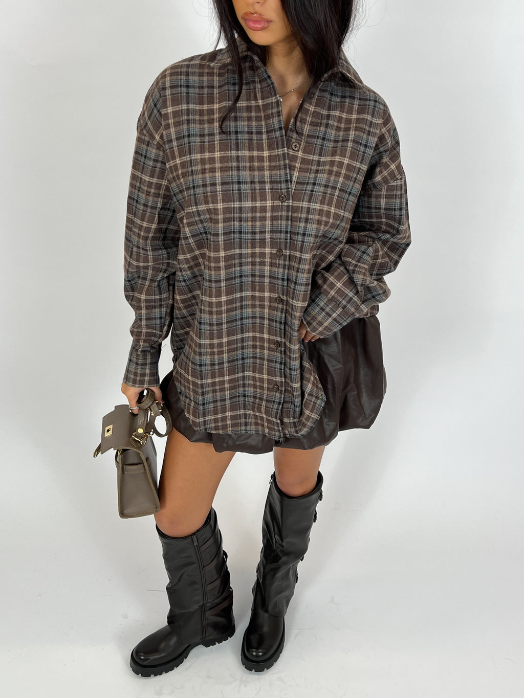 CHECKERED SHIRT MOCHA