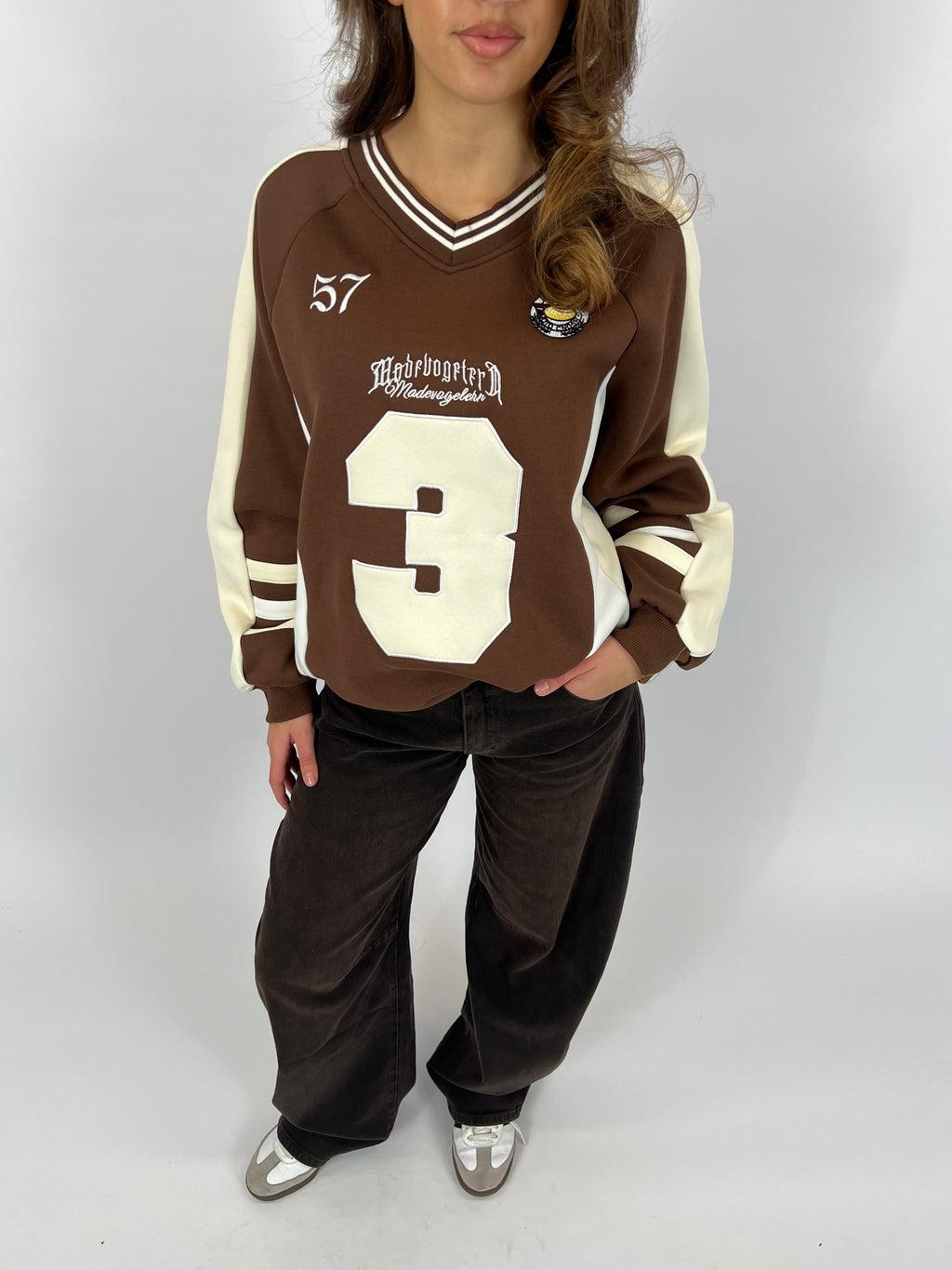 BASEBALL LONGSLEEVE SWEAT CHOCO/BEIGE