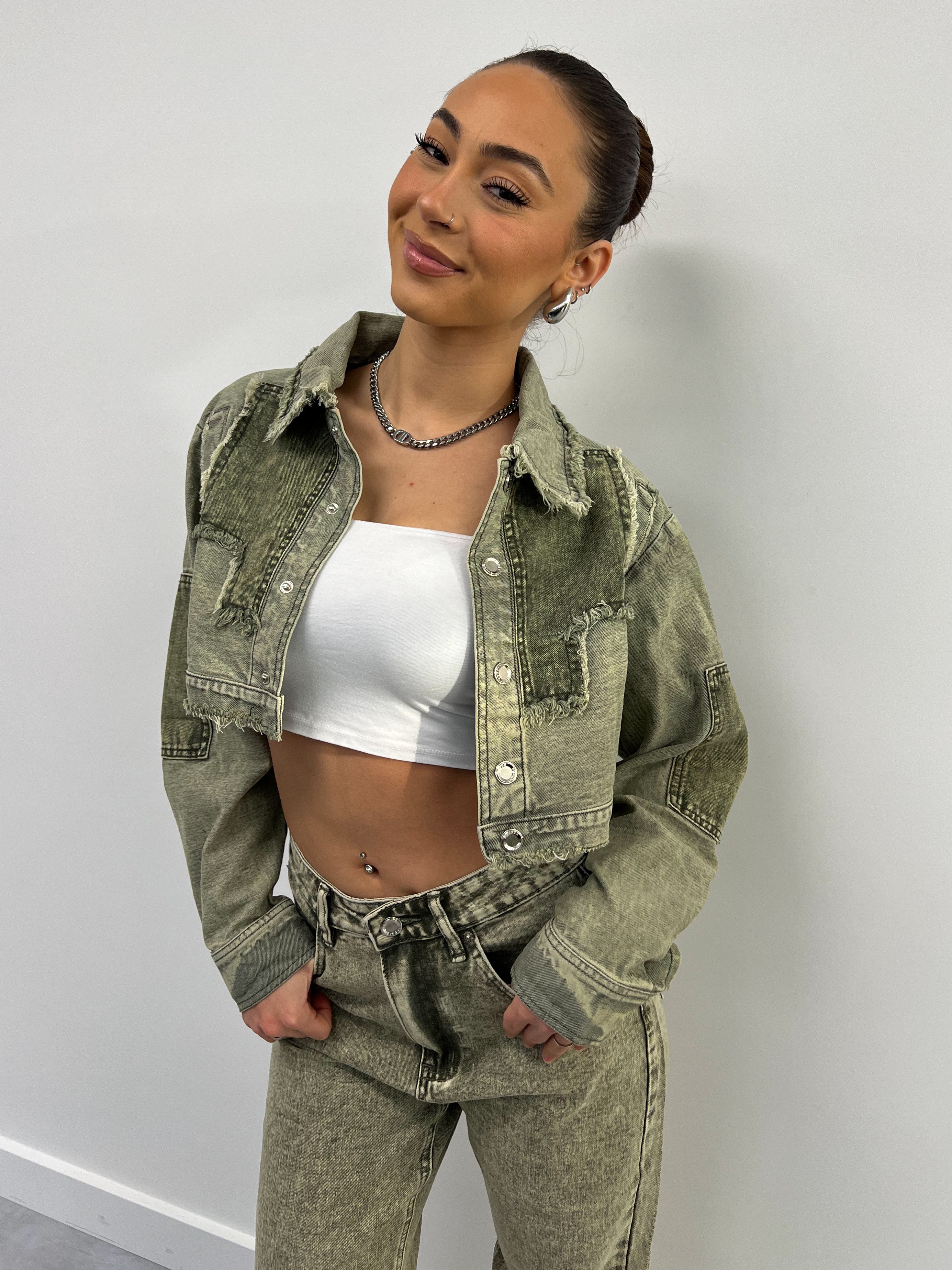 GREEN  WASH CARPENTER JACKET