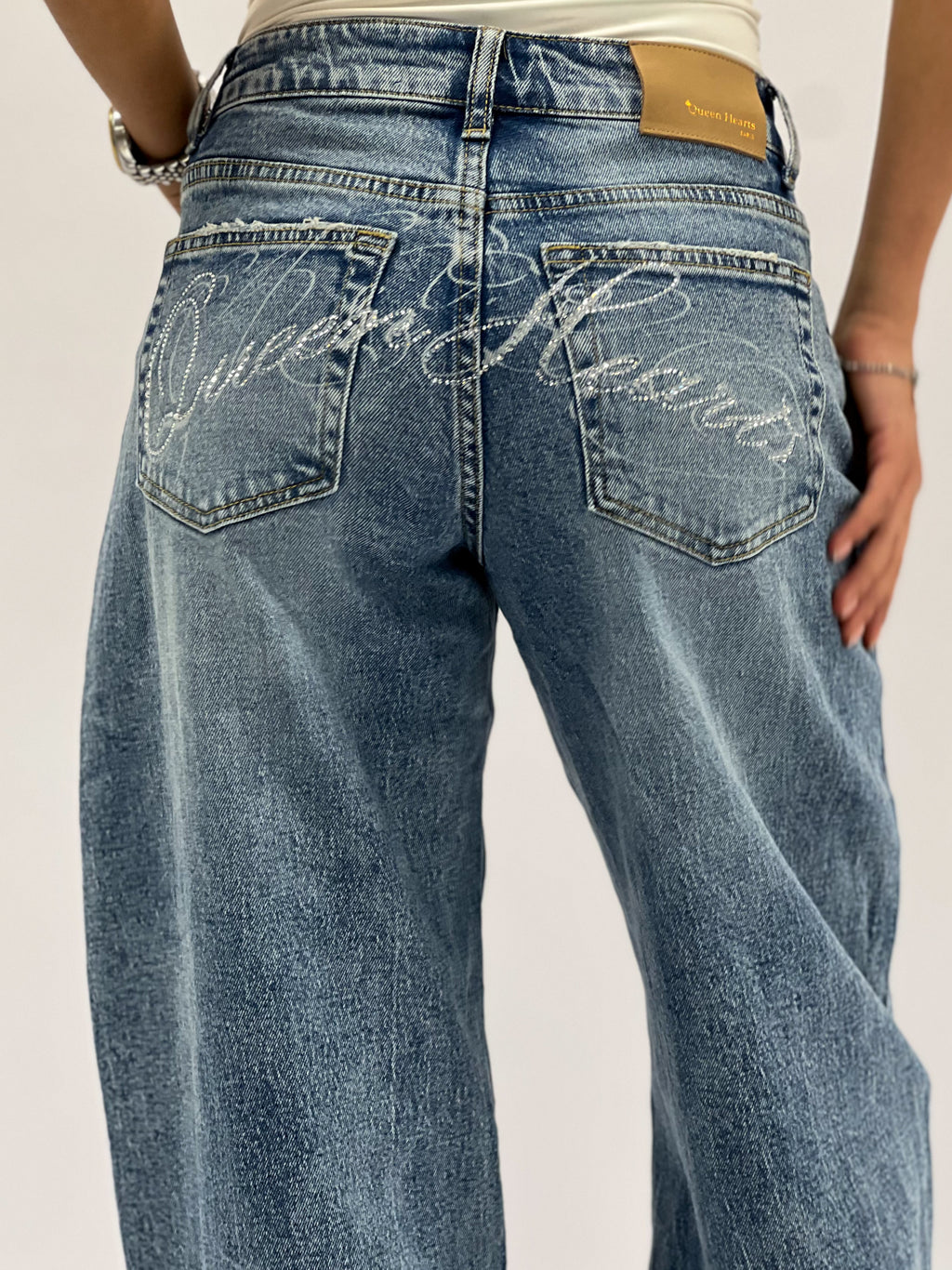 RHINESTONE BUM STRETCH WIDE LEG