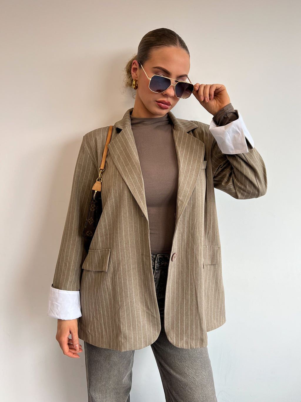 DAD BLAZER TAUPE STRIPE