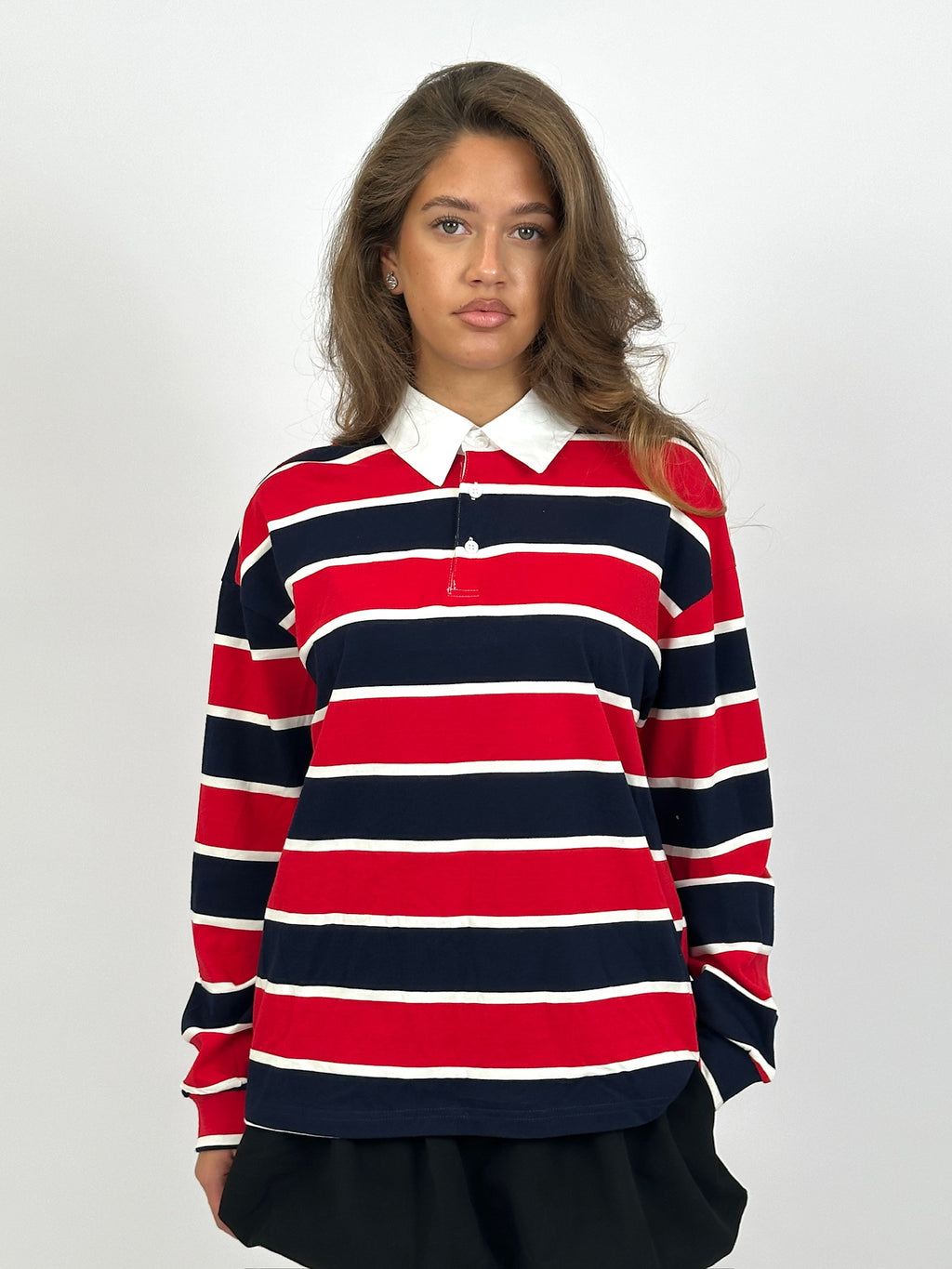 LONGSLEEVE STRIPED POLO NAVY/RED