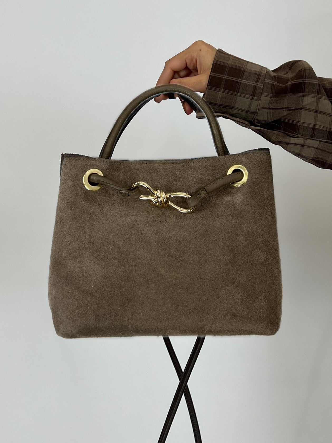 ADRIANA REAL SUÈDE BAG TAUPE