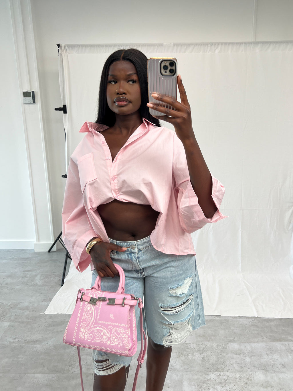 OVERSIZED POCKET SHIRT PINK