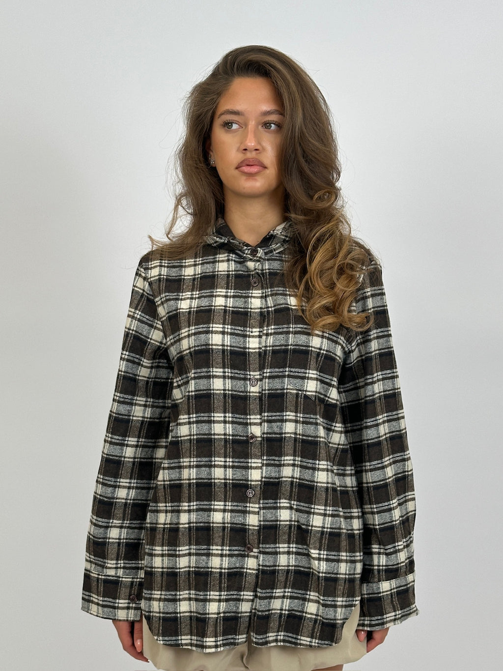 SOFT CHECK SHIRT BROWN