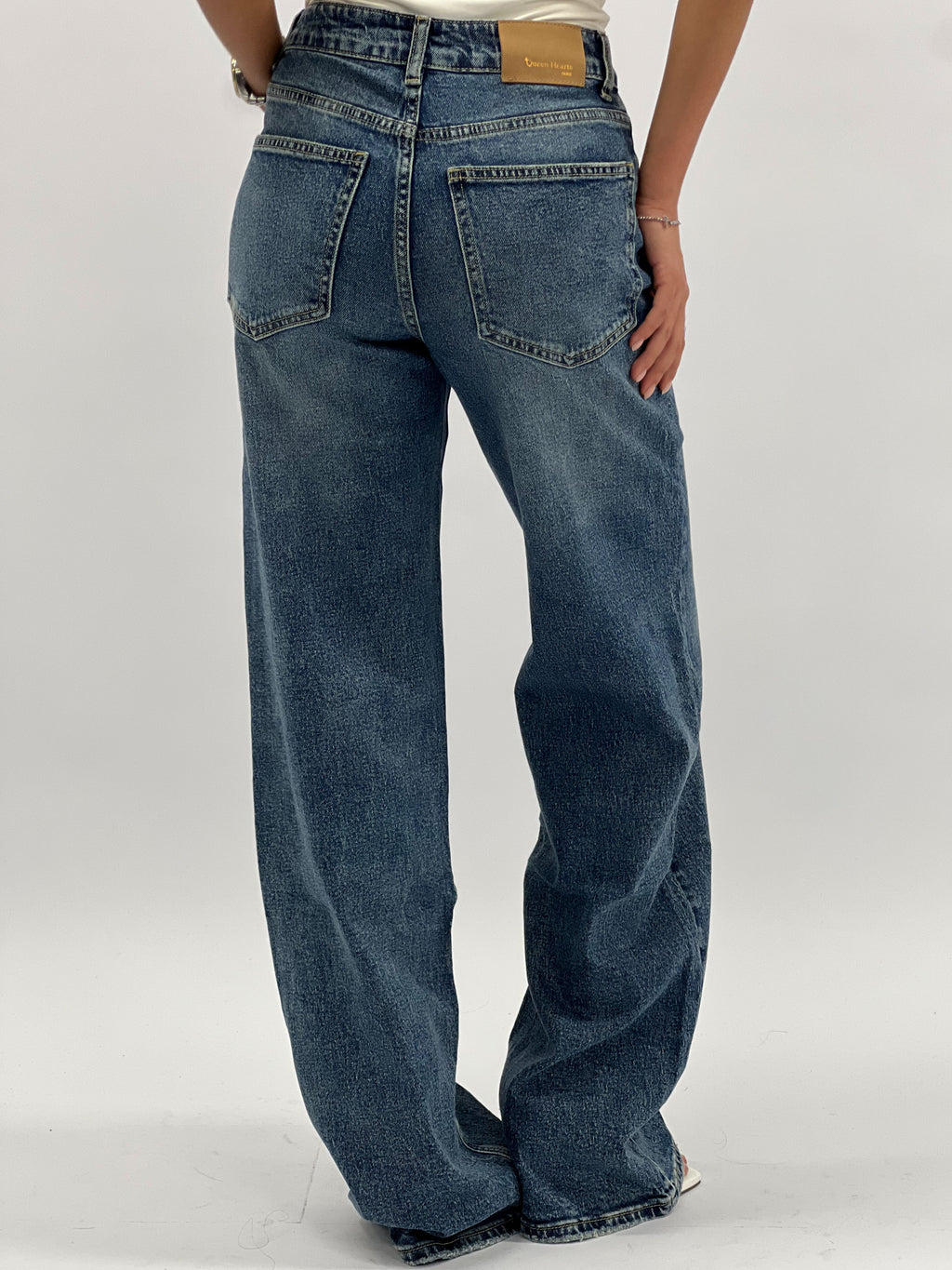 MID WAIST STRETCH WIDE LEG RICH BLUE