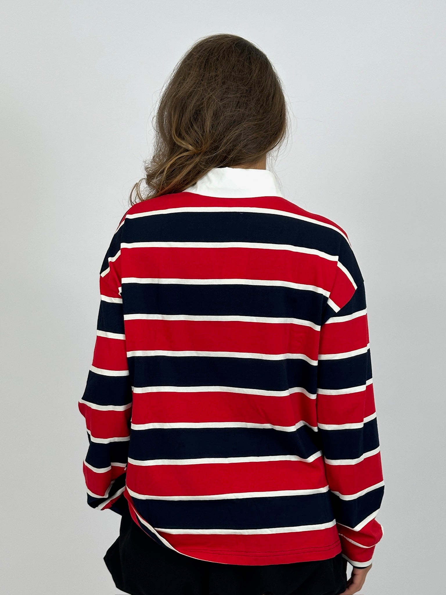 LONGSLEEVE STRIPED POLO NAVY/RED