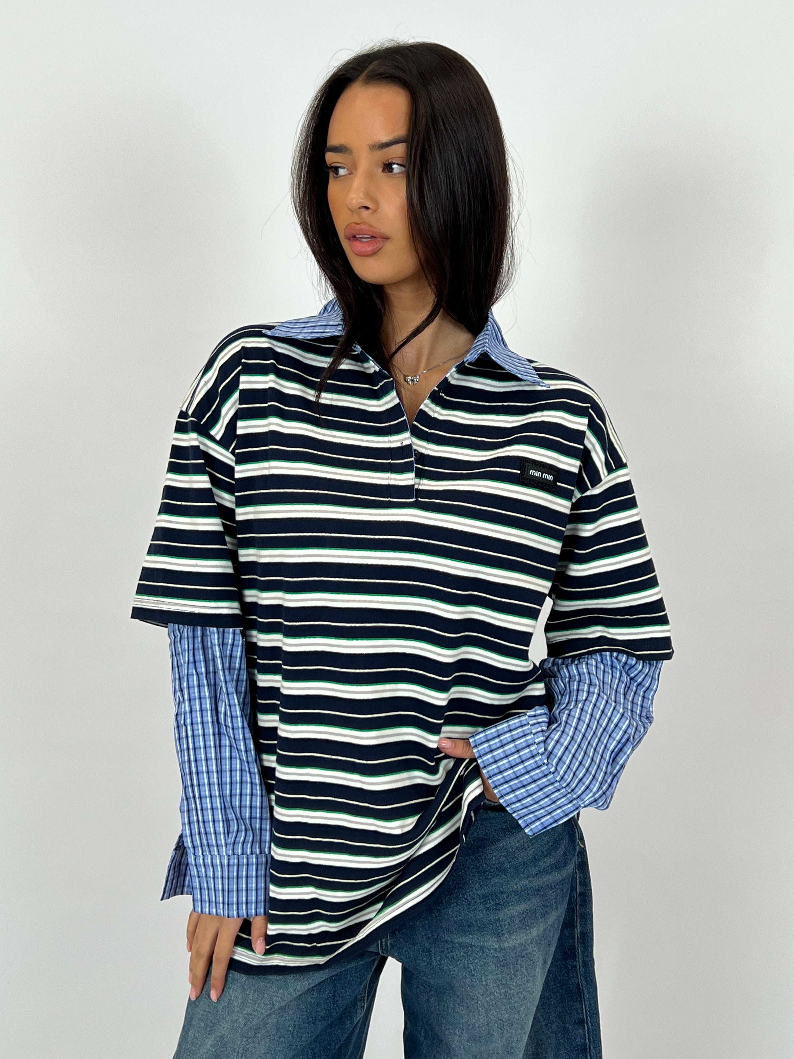 MIMI INSPIRED SHIRT LONGSLEEVE NAVY/CHECKS
