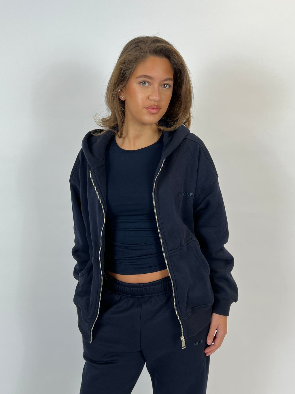 REDEFINED OVERSIZED ZIP VEST NAVY
