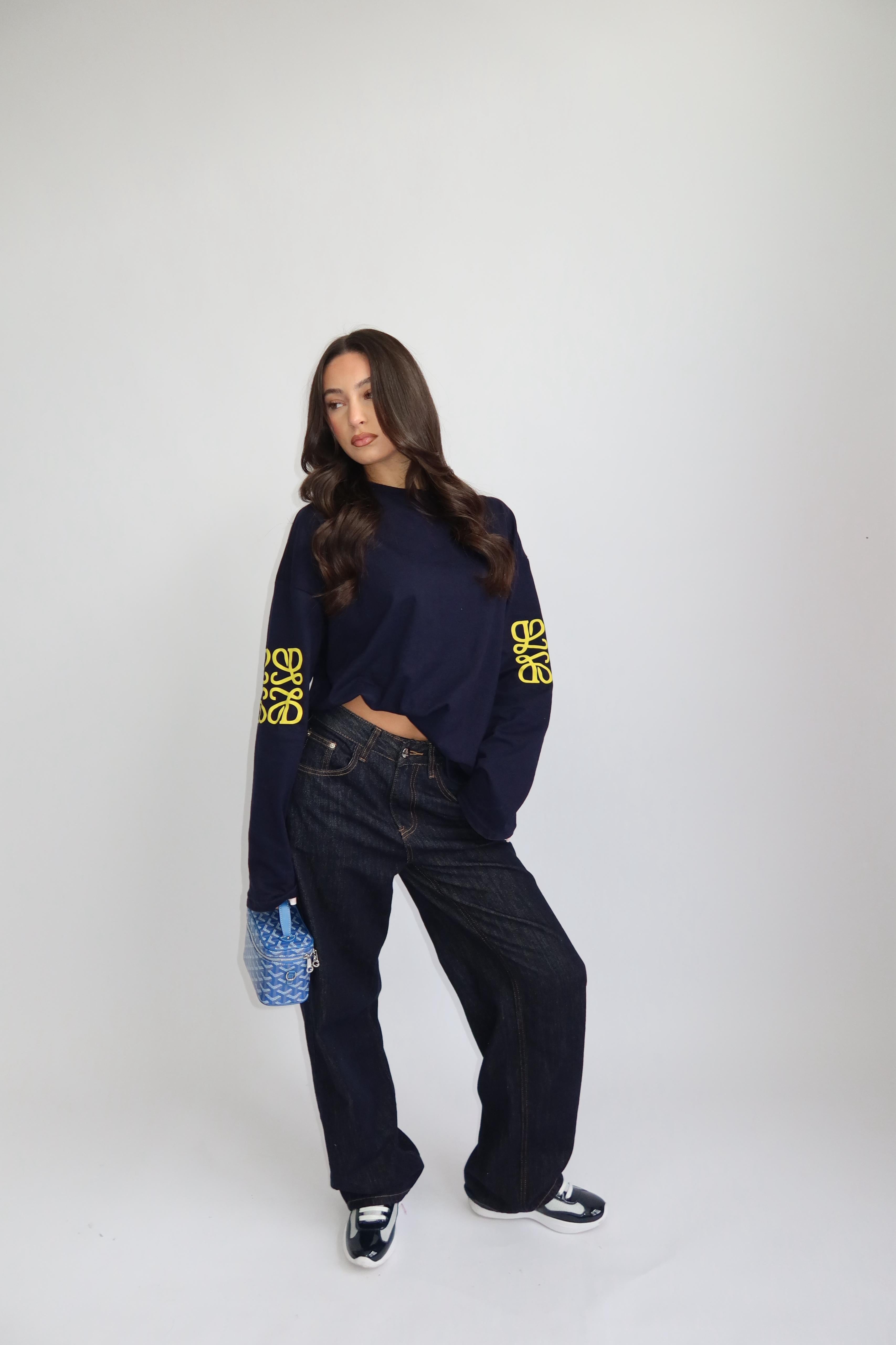 MONOGRAM LONGSLEEVE NAVY/YELLOW