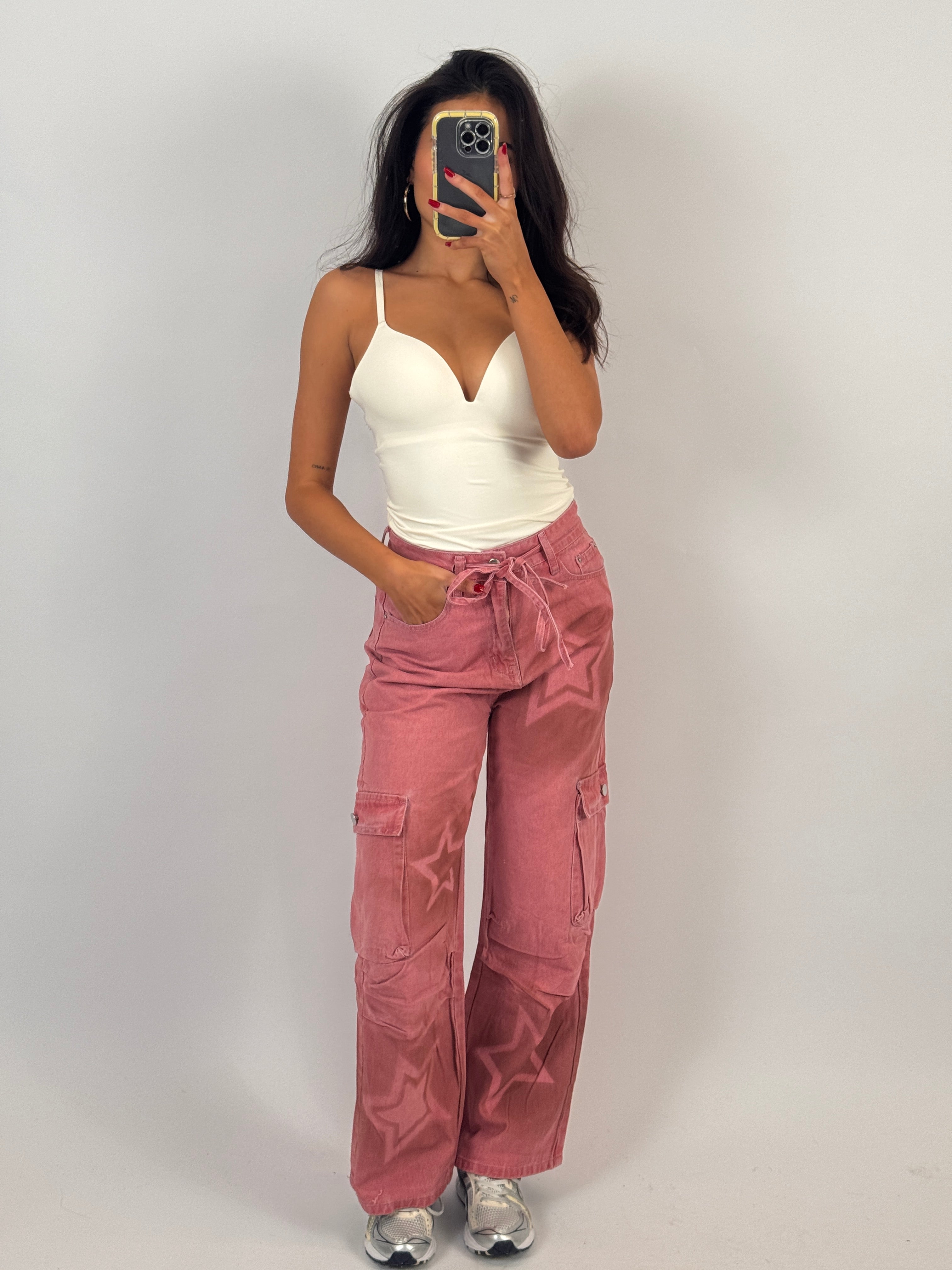 PETITE PINK STARS JEANS SIZE S