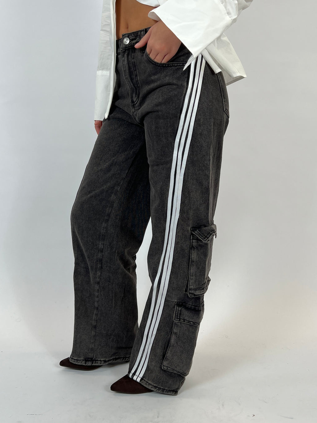 STRIPES CARGO DENIM GREY