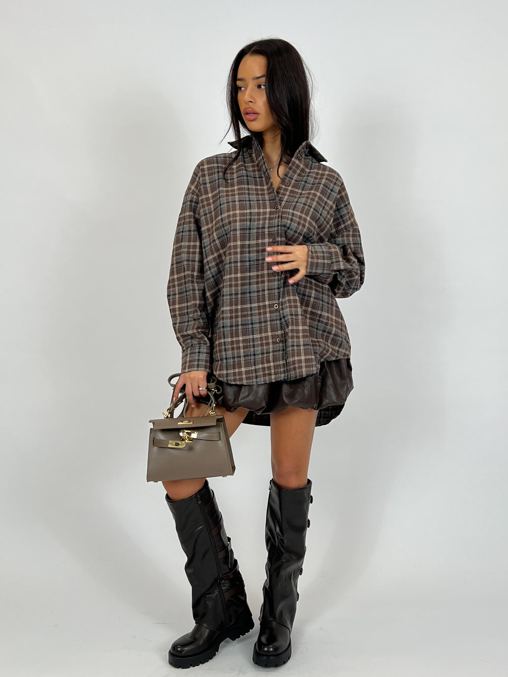 CHECKERED SHIRT MOCHA