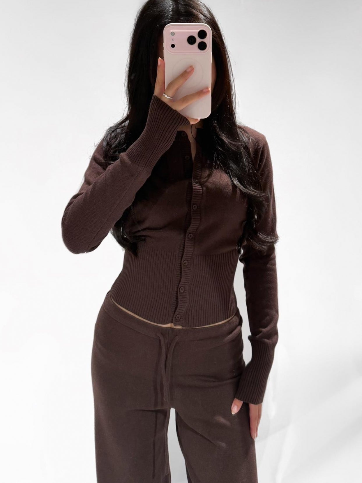 MIMI MID WAIST COMFY TROUSERS CHOCO