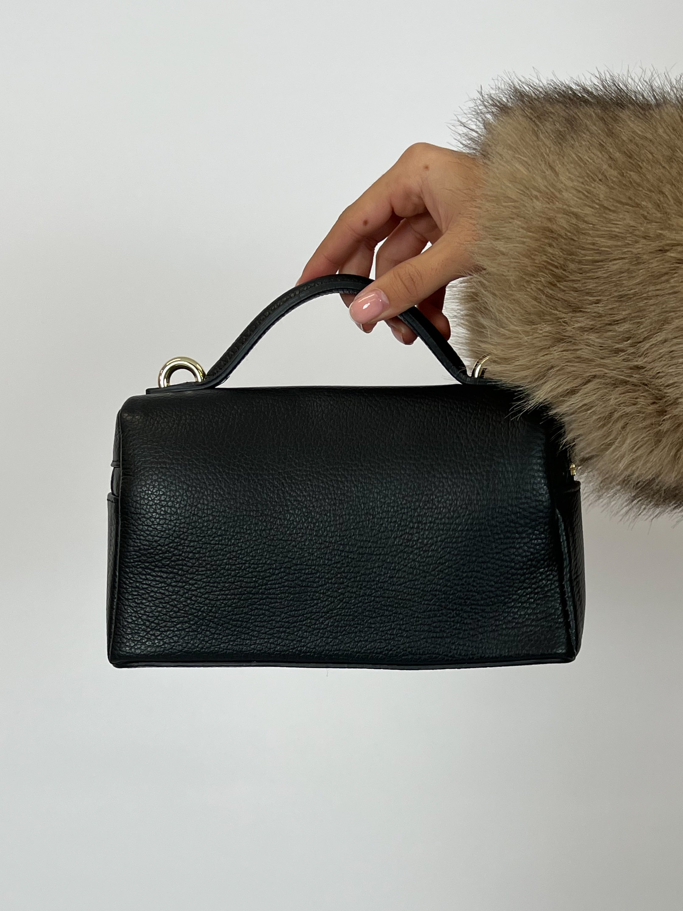 MILA REAL LEATHER BAG BLACK