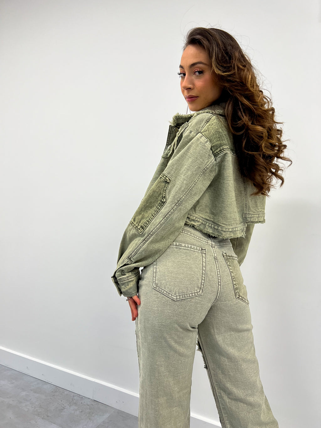 GREEN  WASH CARPENTER JACKET