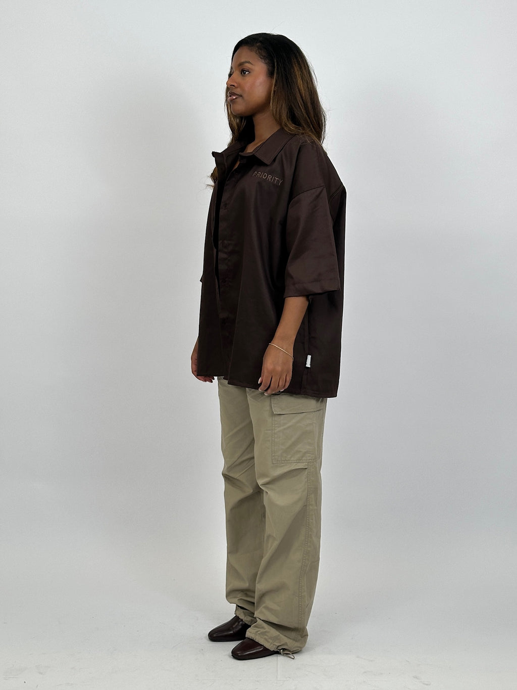 PRIORITY AMSTERDAM BOYFRIEND BLOUSE CHOCOLATE