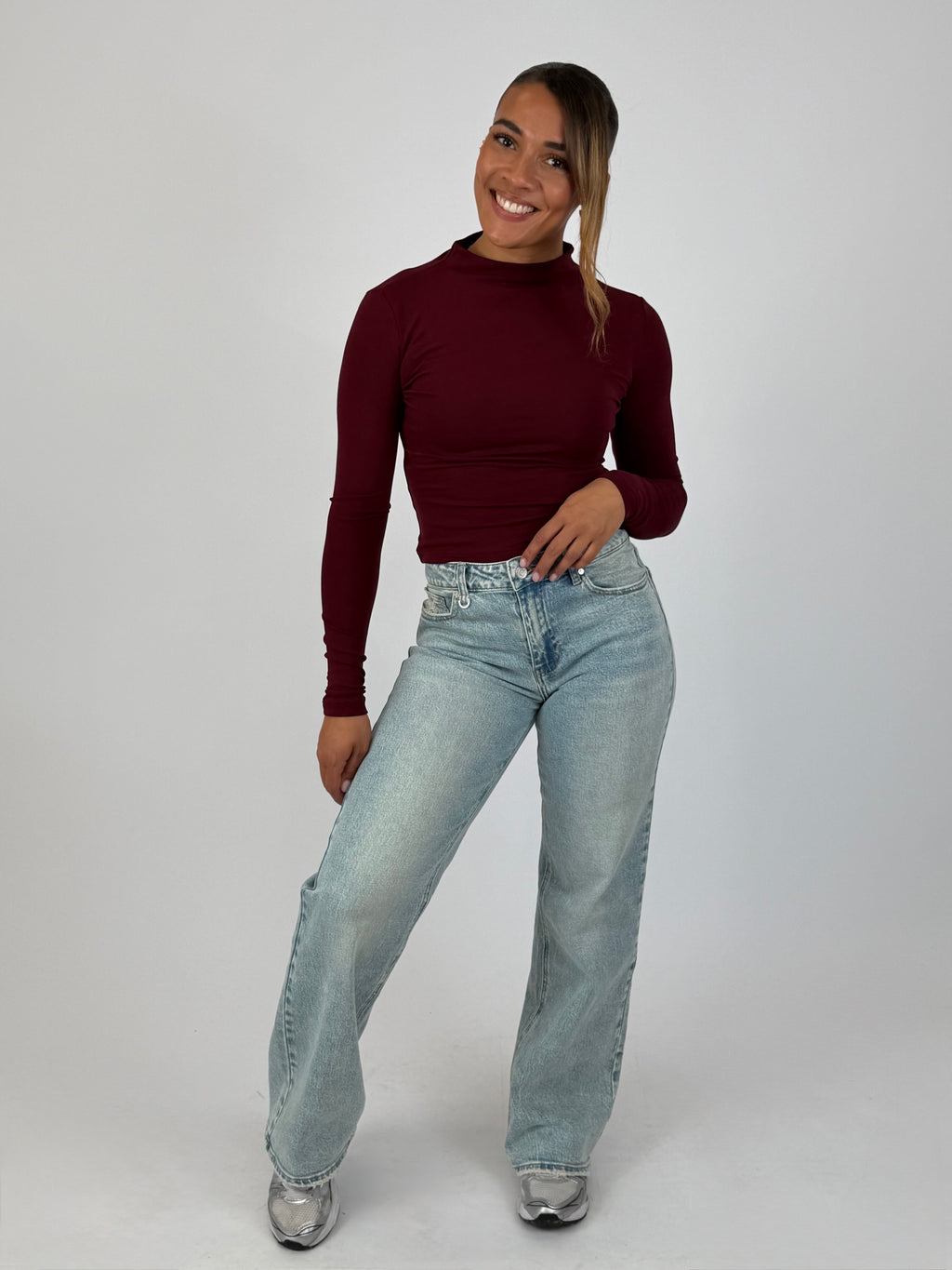 MID WAIST STRETCH WIDE LEG LIGHT BLUE