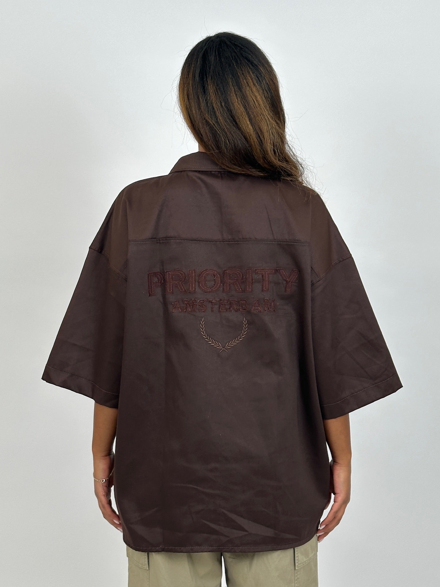 PRIORITY AMSTERDAM BOYFRIEND BLOUSE CHOCOLATE