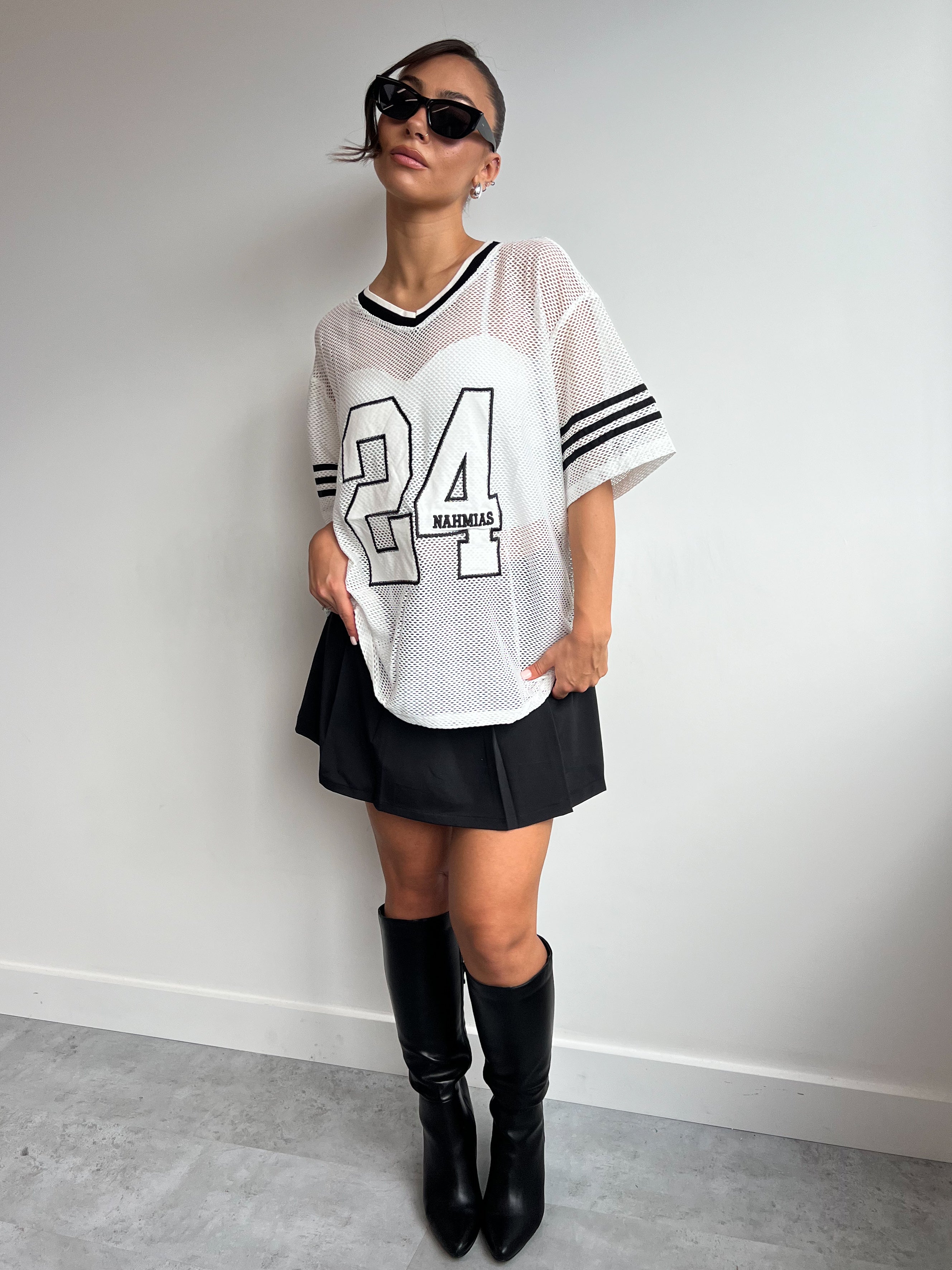 MESH-JERSEY WEISS/SCHWARZ