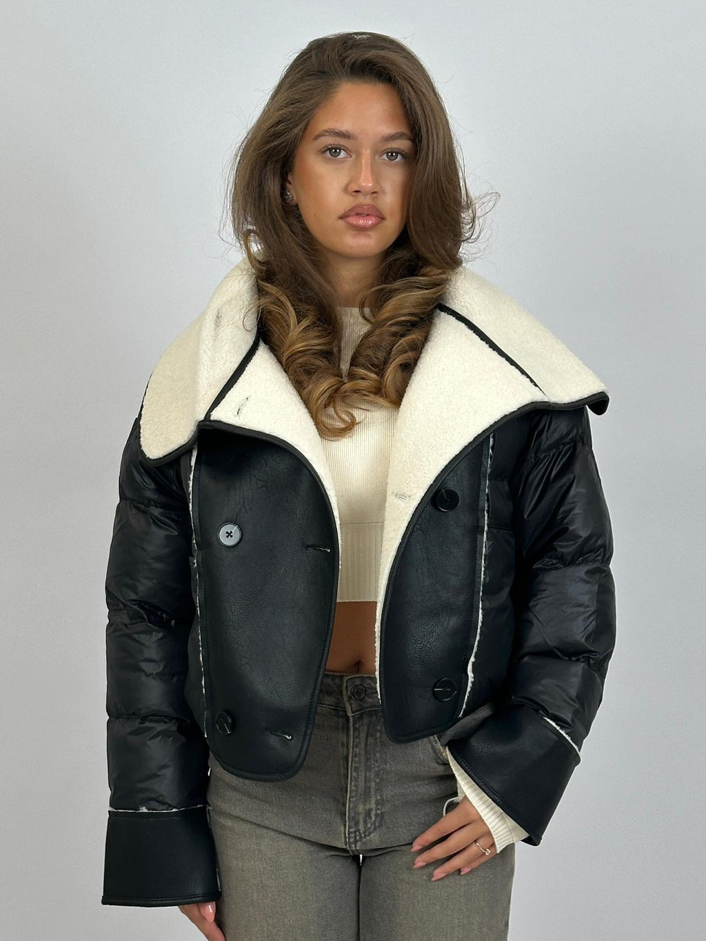 TEDDY LINED PUFFER BLACK