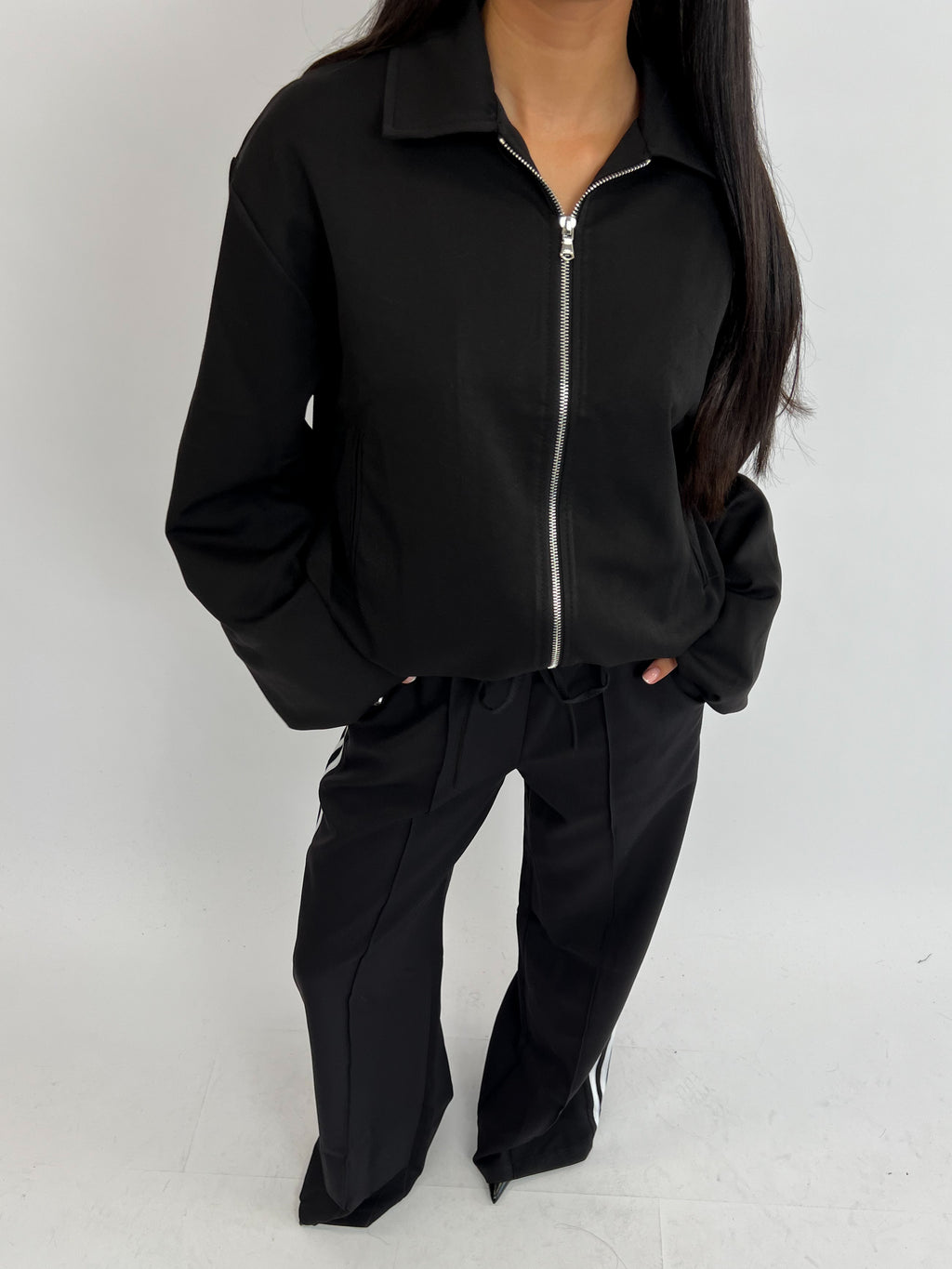 STRIPED PANTALON JOGGER BLACK