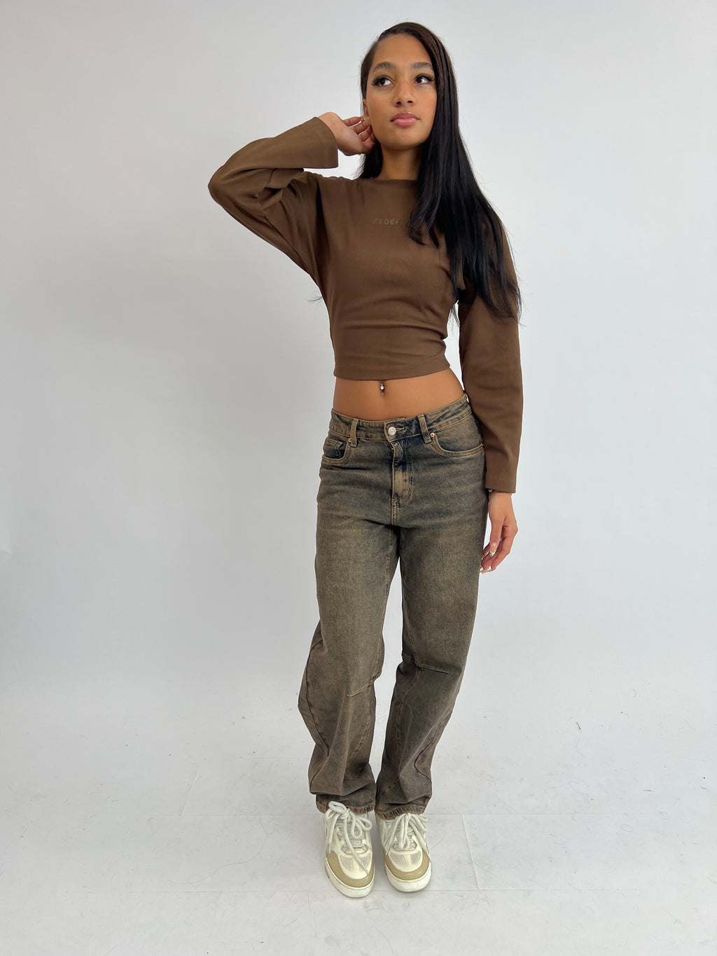 BARREL STRETCH VINTAGE WASH JEANS PETITE