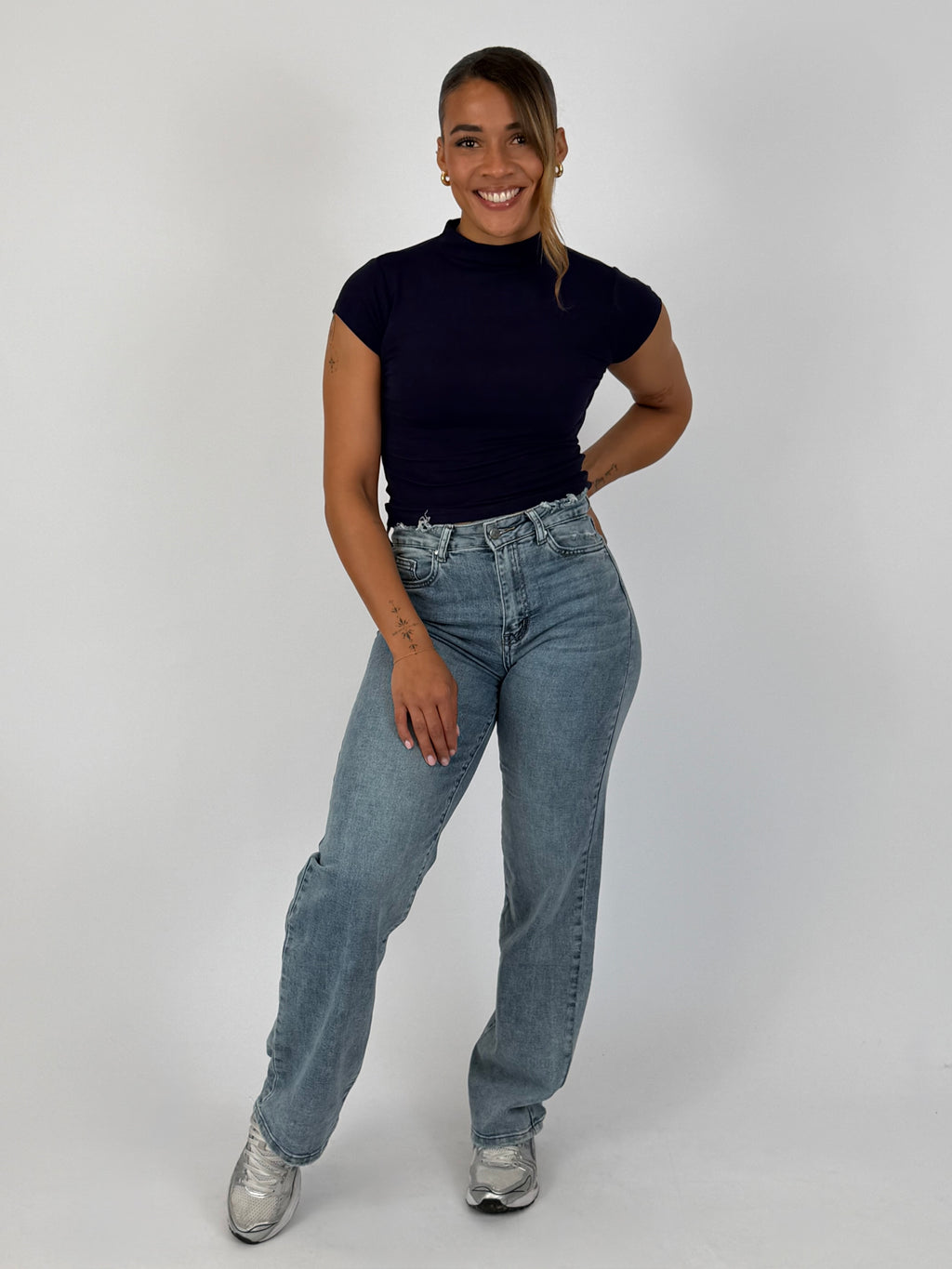 DIDI  DISTRESSED STRETCH WIDE LEG BLUE HM5372