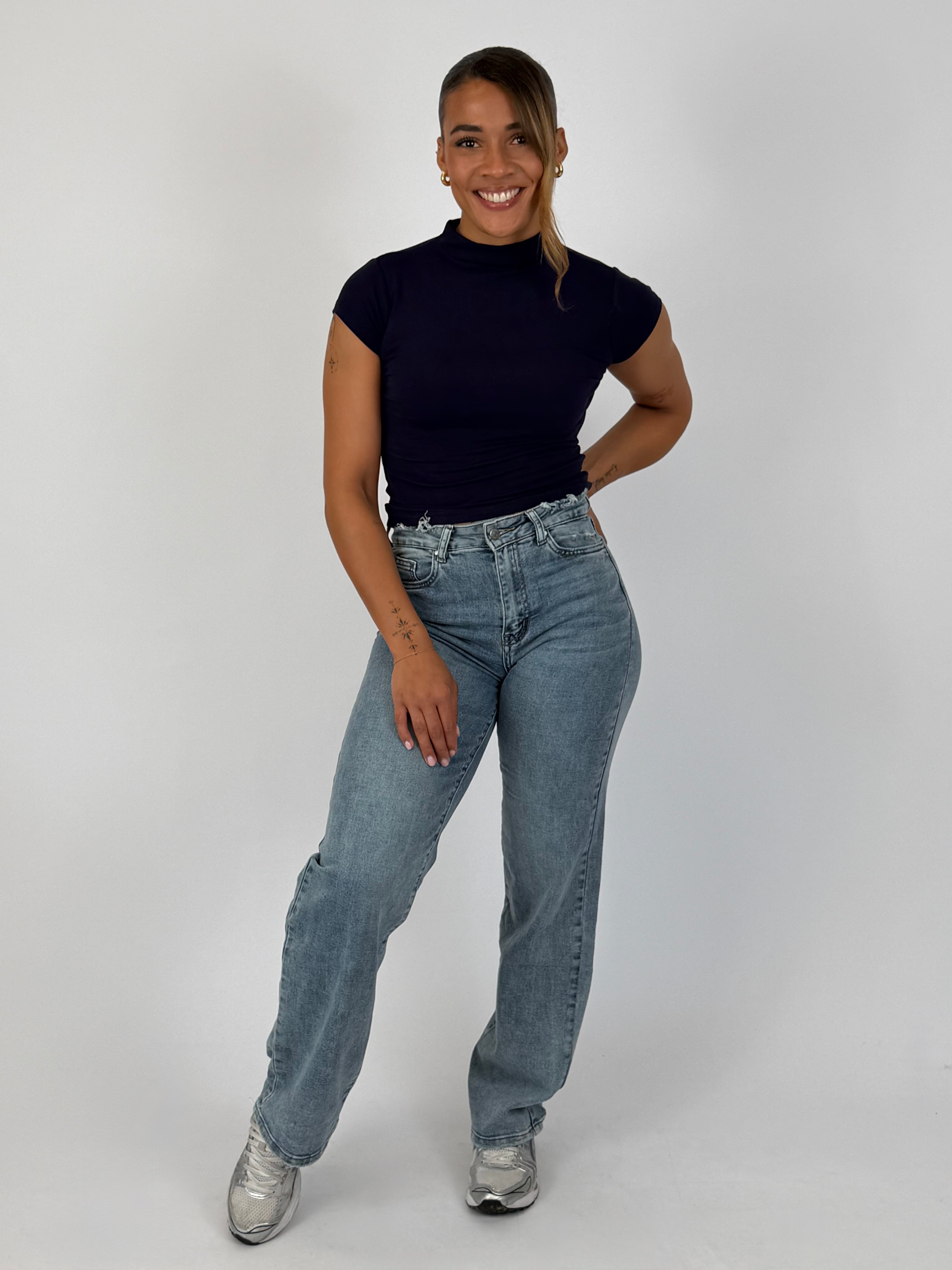 DIDI  DISTRESSED STRETCH WIDE LEG BLUE HM5372