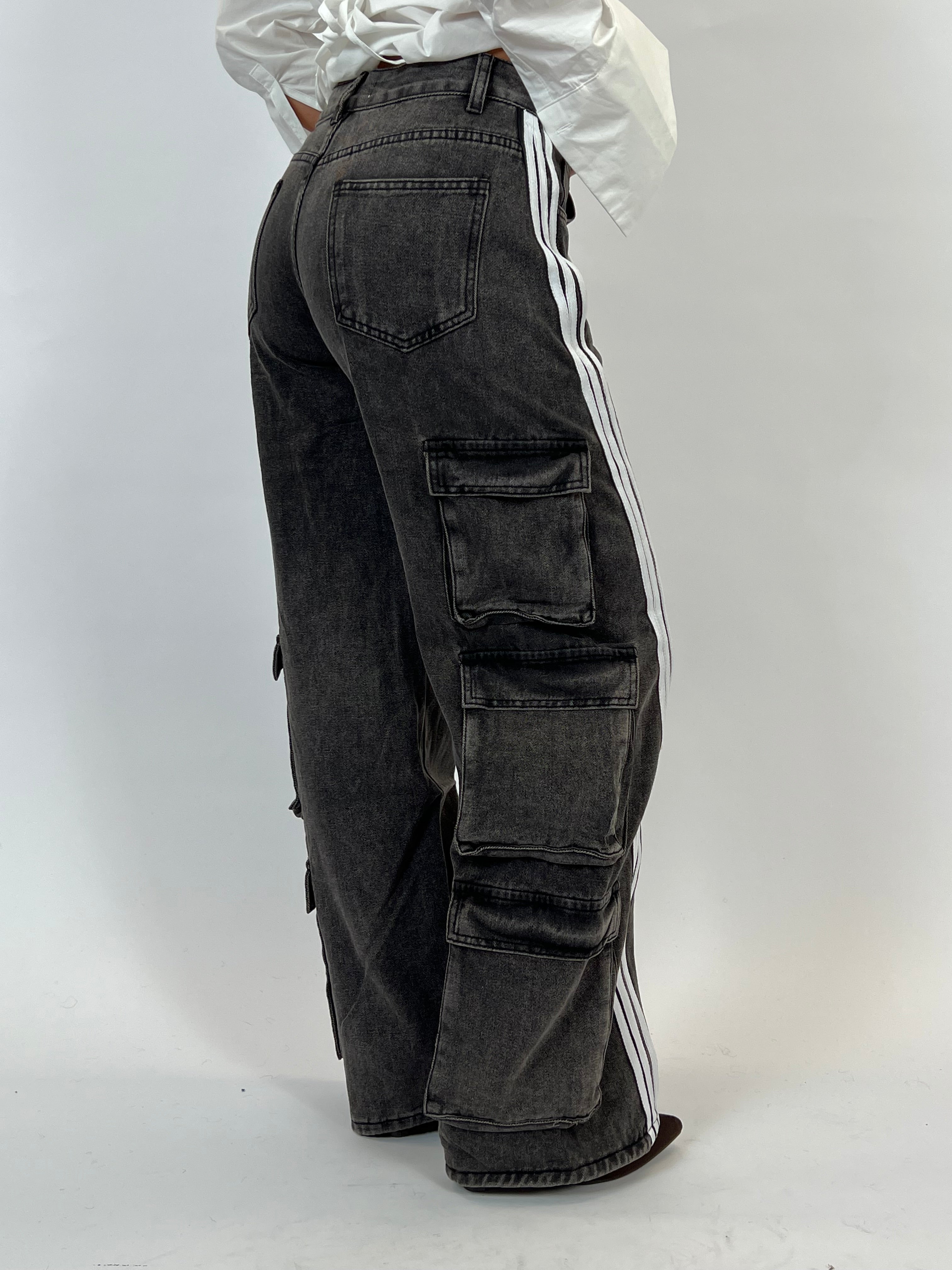 STRIPES CARGO DENIM GREY