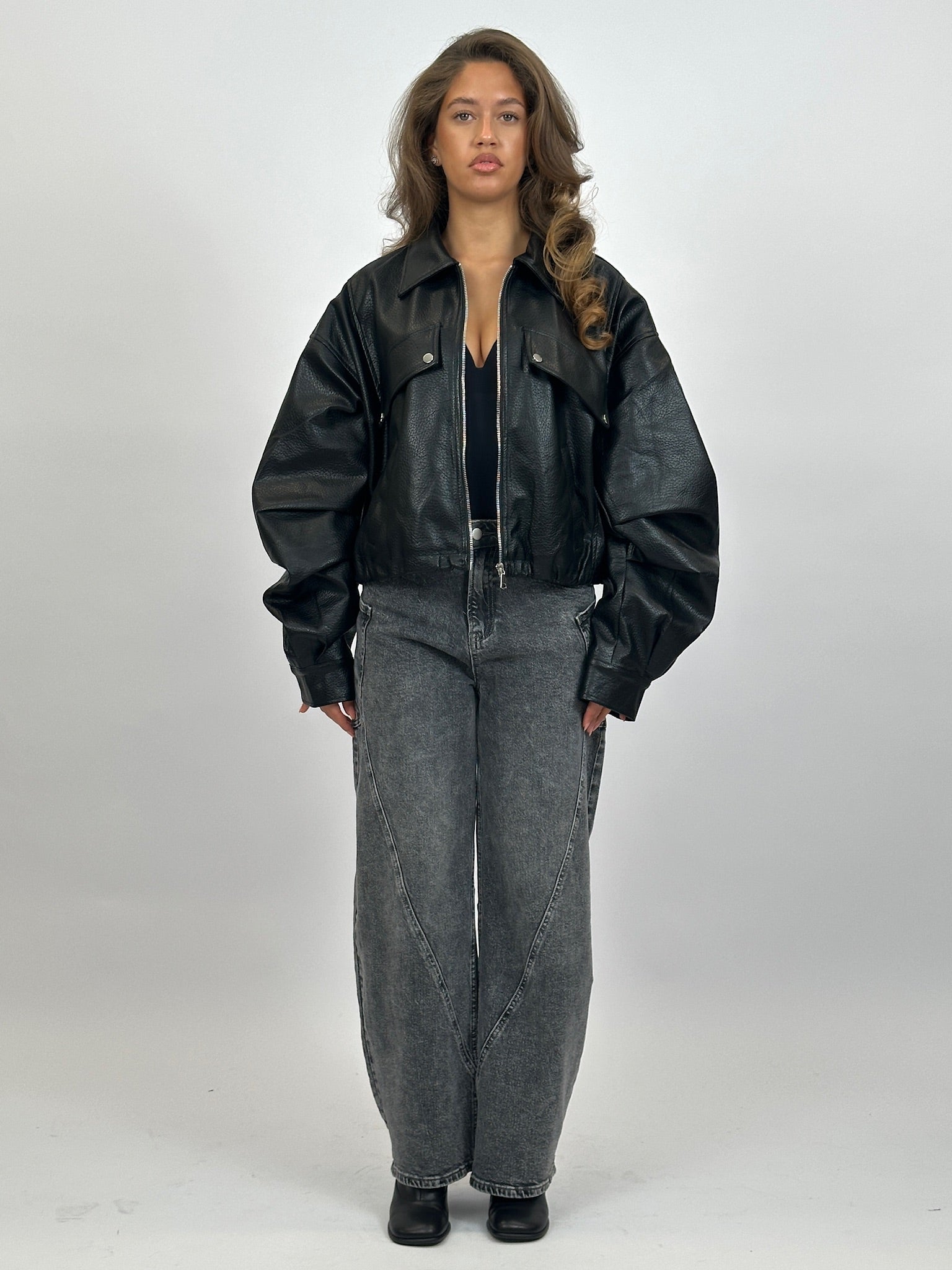 PUFFY LEATHER BOMBER PRE ORDER