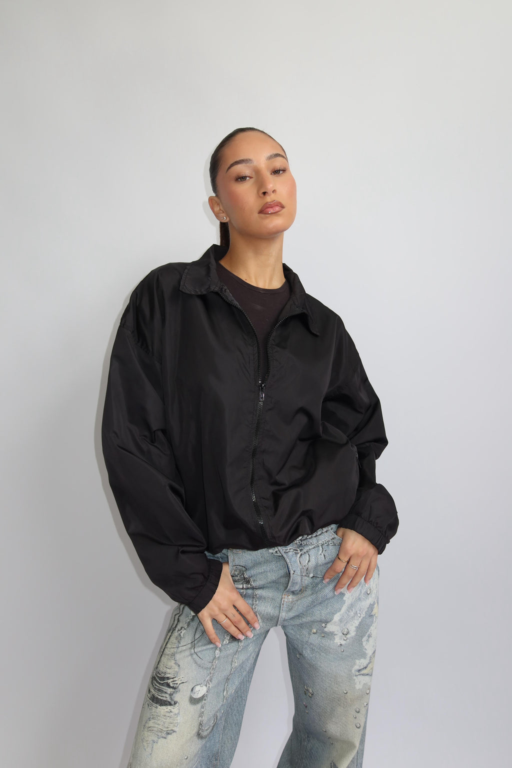 WORK FROM HOME WINDBREAKER JACKET BLACK
